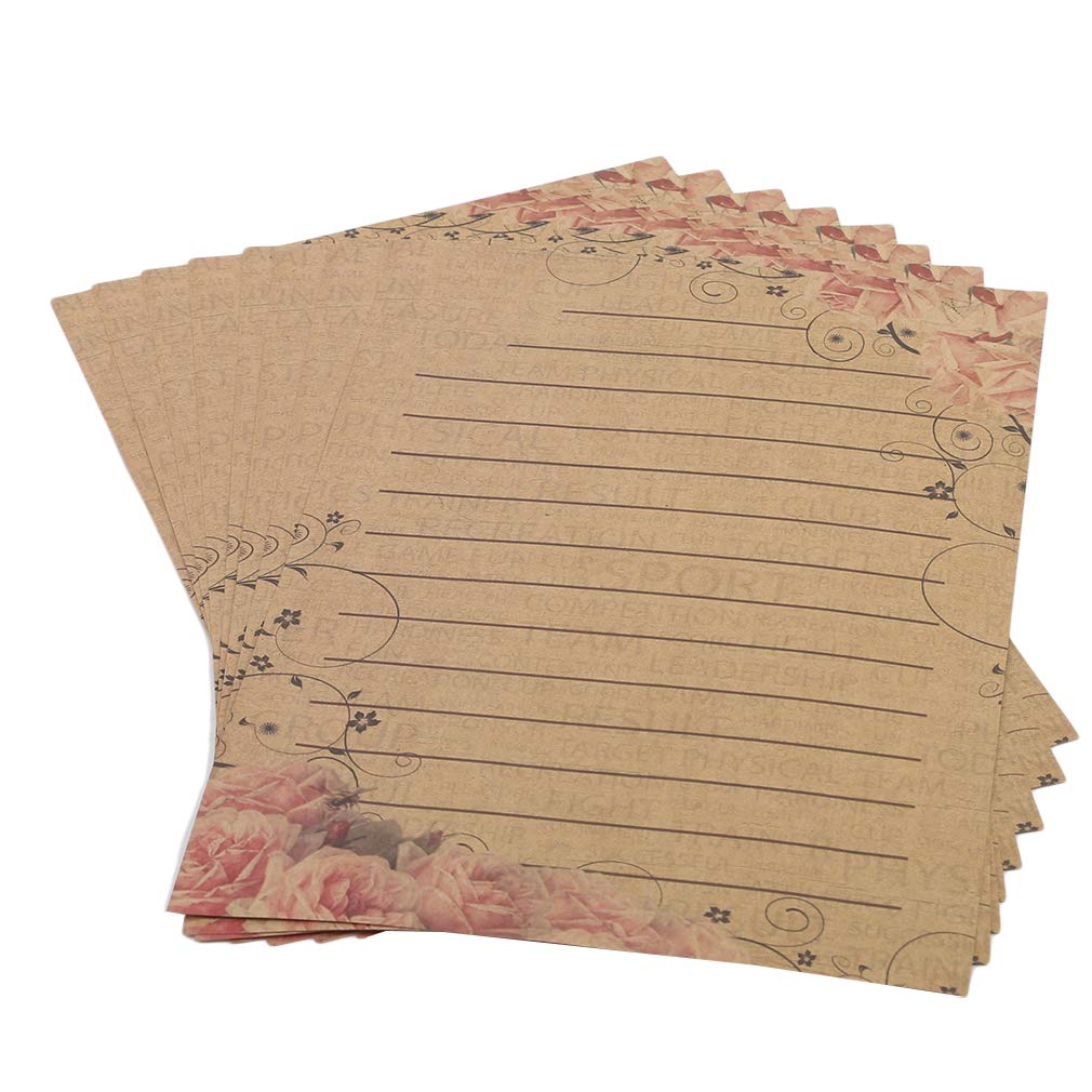 NIKOLay Floral Writing Paper - Elegant Pink Rose Vine Letterhead Stationery Sheets for Handwritten Letters, Thank You Cards & Wedding Invitations | Premium Quality Paper for Personal & Business Correspondence