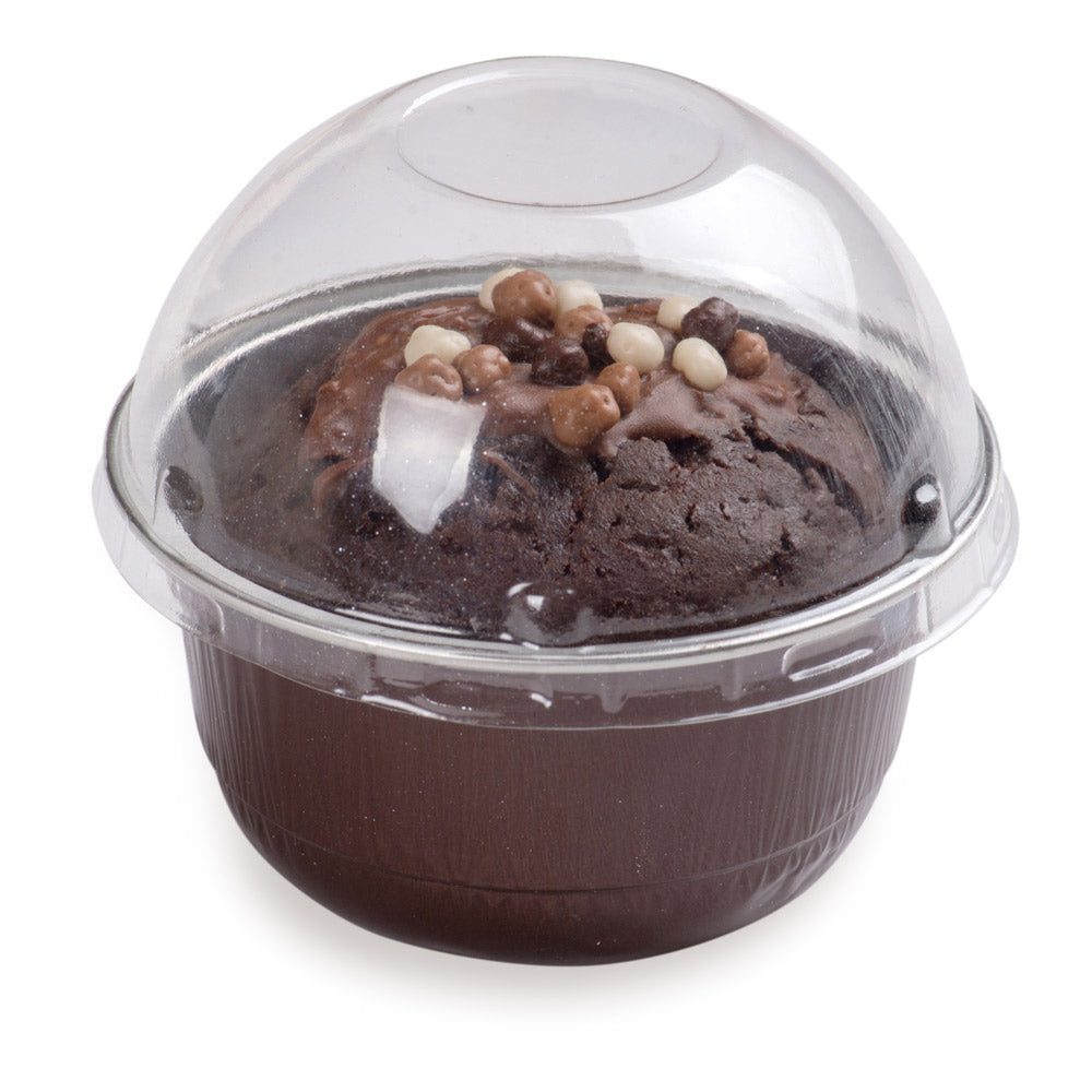 5 oz Round Aluminum Coffee Baking Cups with Plastic Dome Lids - 3.25