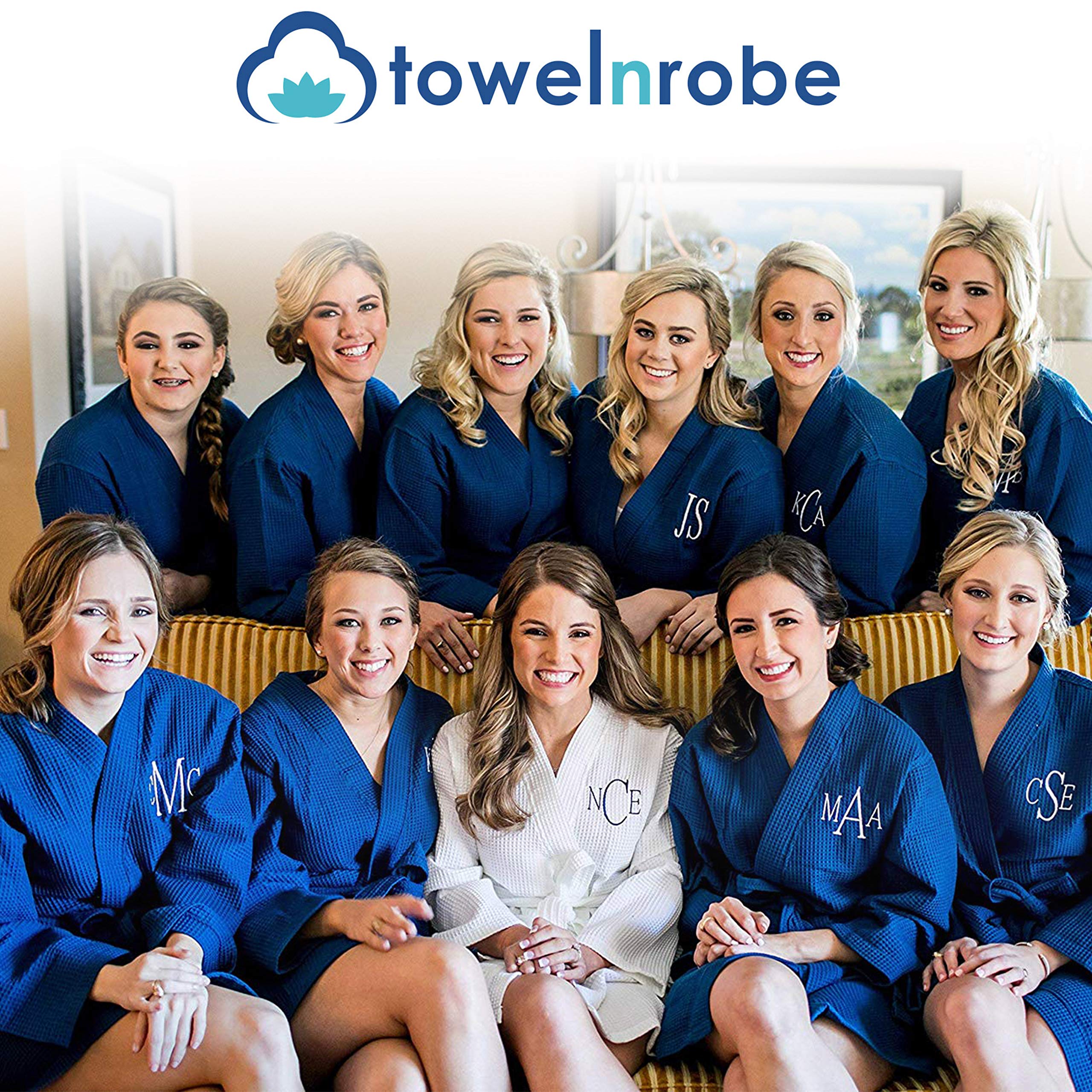 Soft Touch Linen Personalized Waffle Robe with Custom Embroidery - Women's Lightweight Cotton Polyester Blend Bathrobe for Spa, Home Relaxation & Gift Giving