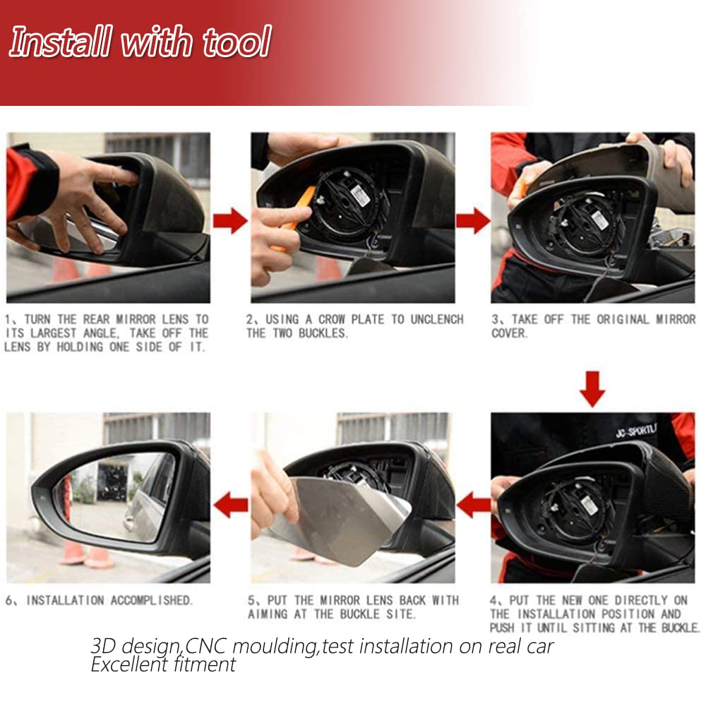 Carbon Fiber Mirror Caps for Tesla Model 3 2017-2024 - Left & Right Side Replacement Mirror Covers (Driver & Passenger) - Sleek Exterior Upgrade for Enhanced Style & Protection - Perfect for Daily Driving & Car Shows