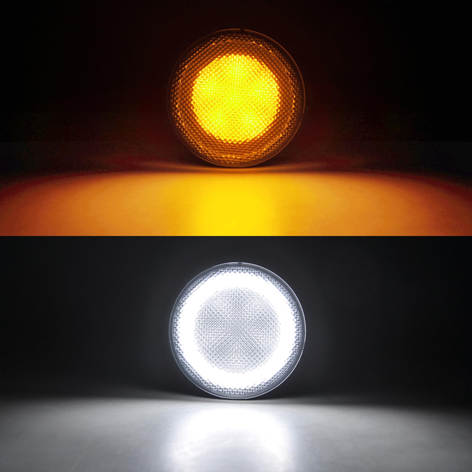 LED Turn Signal Lights for Jeep Wrangler JK & JKU (2007-2018) - White Halo DRL & Yellow Honeycomb Turn Signals - Smoked Lens - 2PCS - Perfect for Off-Roading & Daily Driving