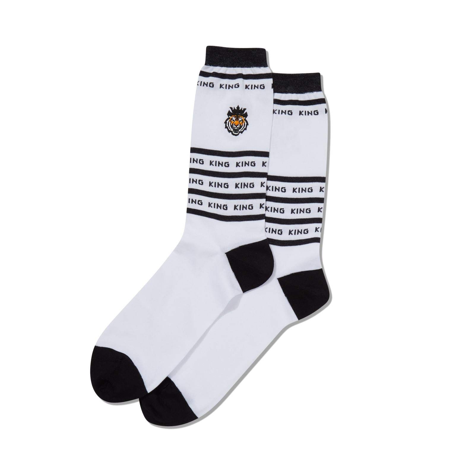 Hot Sox Men's White Label Tiger King Socks - Funny Novelty Animal Print Crew Socks for Men - Perfect for Costume Parties, TV Show Fans & Casual Wear