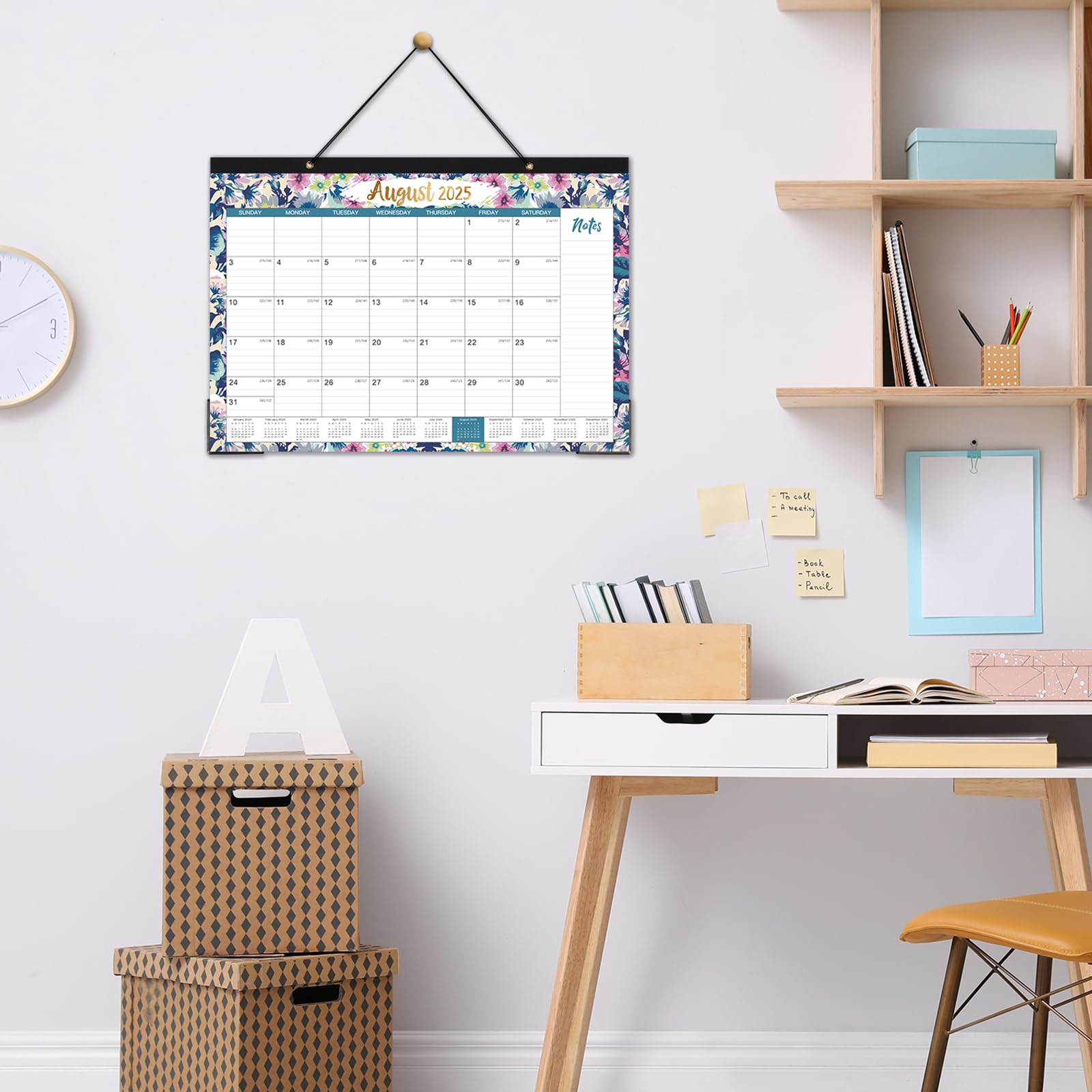 2025-2026 Desk Calendar (July 2025 - December 2026) - 18 Month Large Office Calendar with Corner Protectors & Reference Calendars - Floral Design Home & Office Planner (17