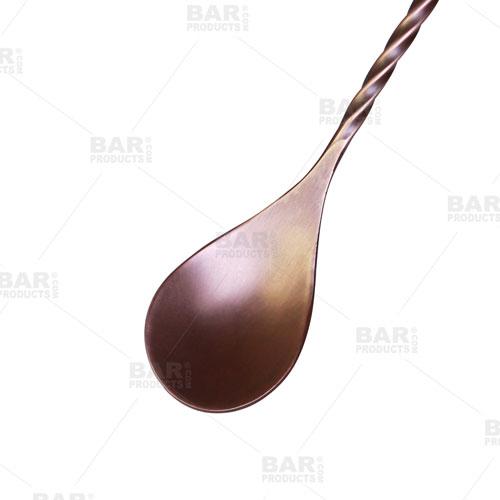 BarConic® 11-Inch Copper Bar Spoon with Disk - Antique Finish for Cocktail Mixing, Stirring & Home Bar Use