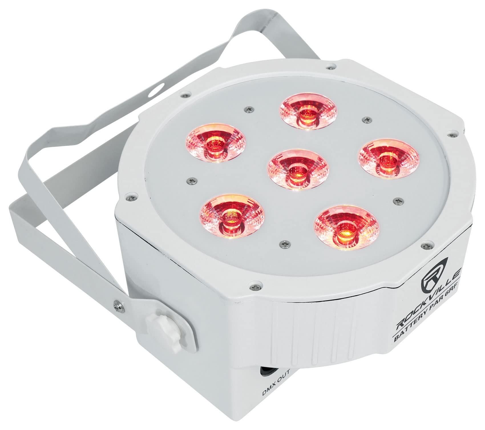 Rockville Rechargeable Wireless DMX PAR 6RF White Lights with Remote Control & Carrying Bag (2-Pack) - Perfect for Stage Lighting, DJ Shows, and Event Productions