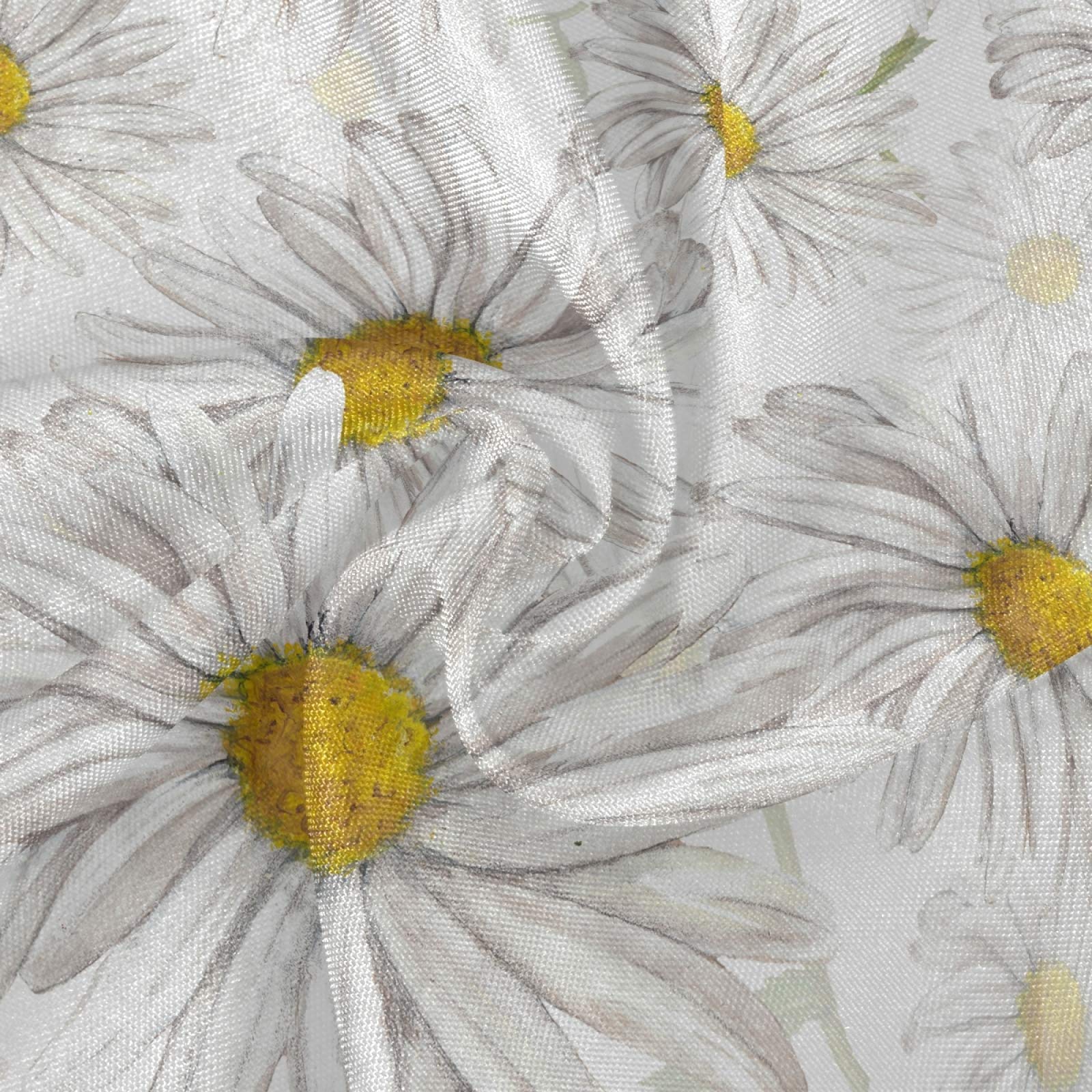 White Lace Round Tablecloth 60 Inch - Chamomile Daisy Floral Polyester Table Cover for Party, Wedding, Dinner Decor & Home Dining Room Decorations
