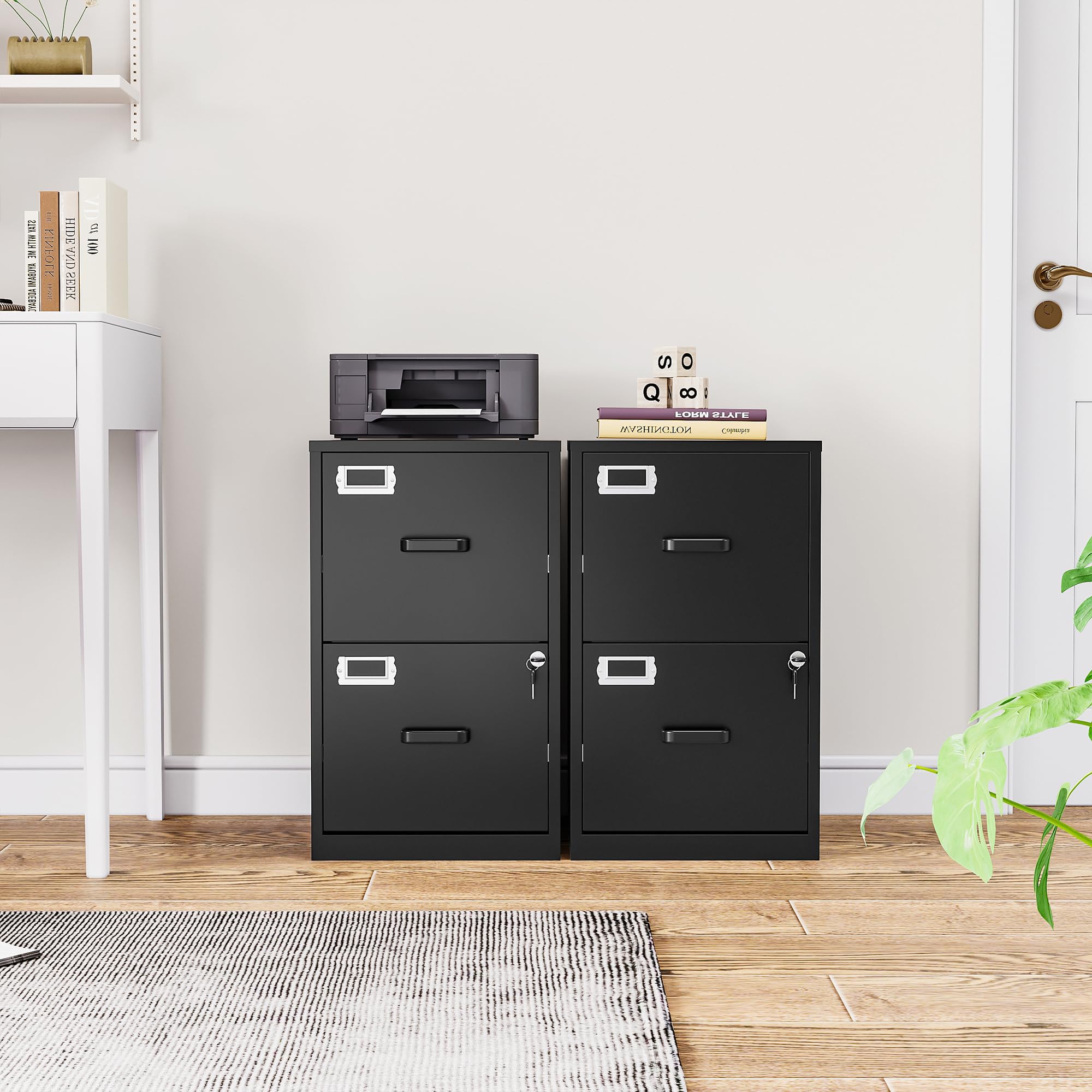 SESESOL 2-Drawer Locking File Cabinet - Vertical Metal Filing Cabinet for Home Office, Under Desk Storage, Letter Size Document Organizer - Perfect for Office, Study Room & Home Workspace Organization