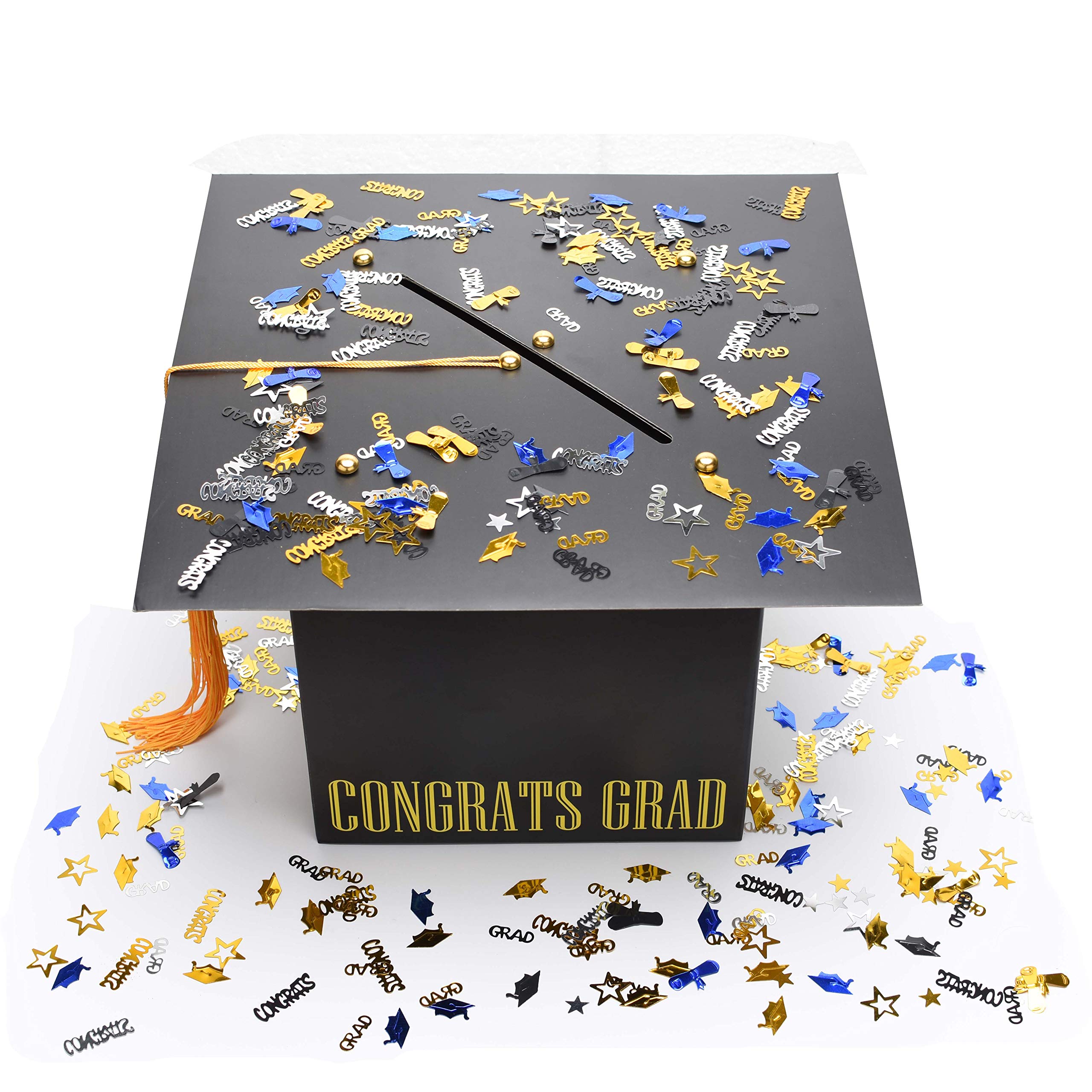Graduation Card Holder Box - Cap Shaped with Real Tassel for Graduation Party Decorations | Perfect for Graduation Gifts, School Events & Celebration Decor