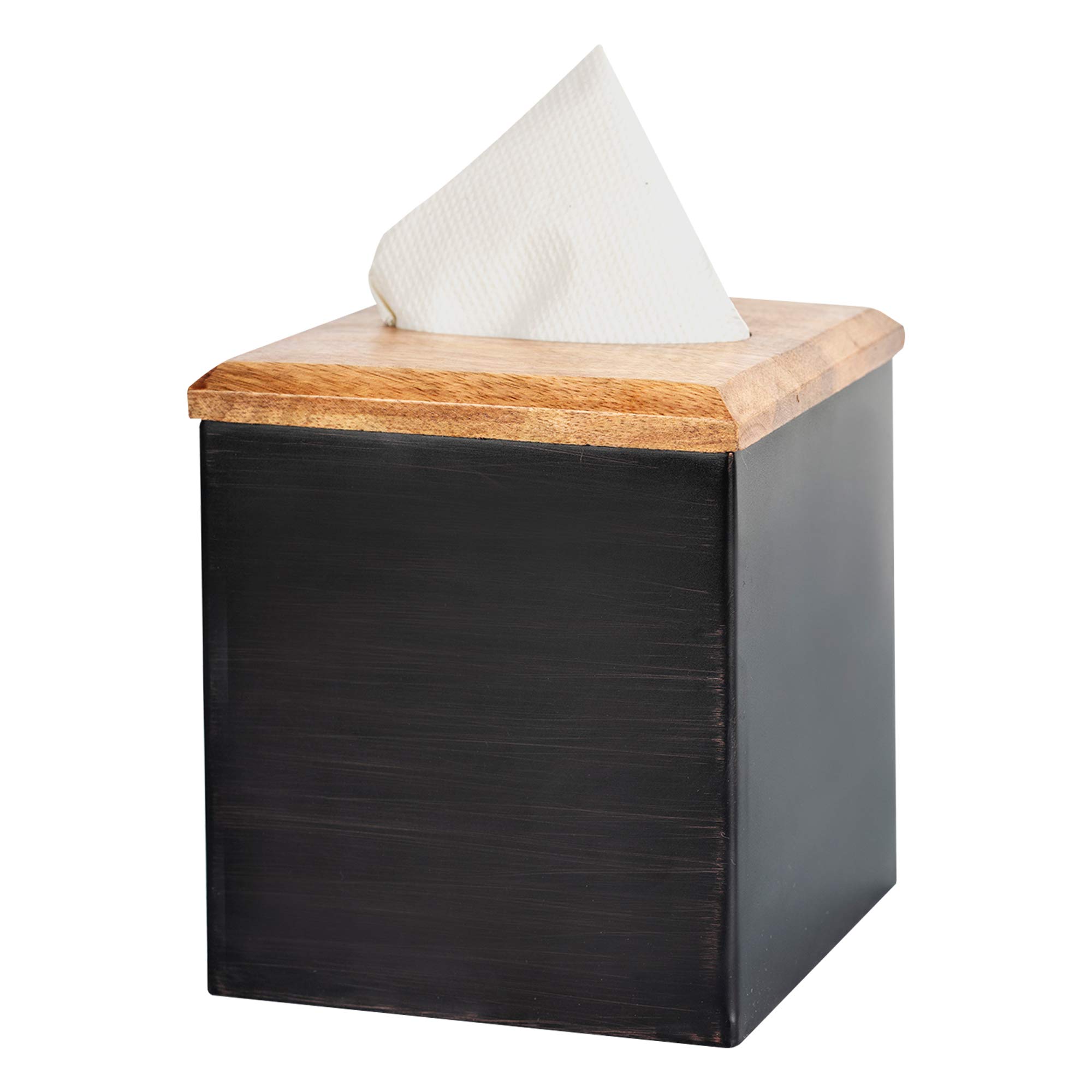 Salem Metal & Wood Facial Tissue Box Cover - Oil Rubbed Bronze Bathroom Vanity Organizer (5
