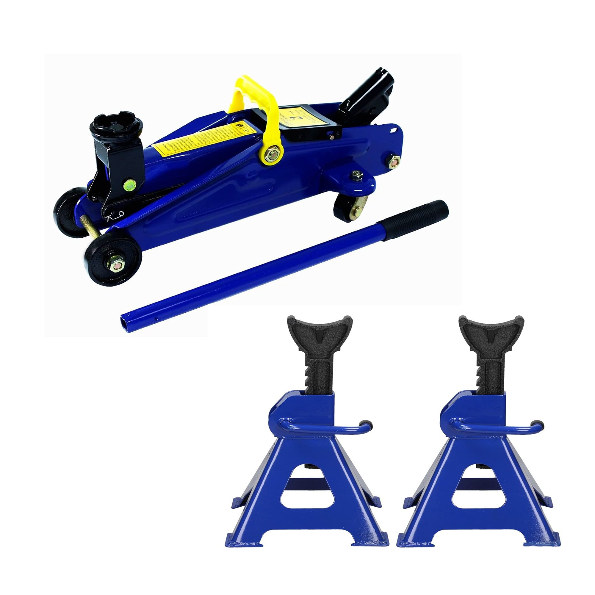 2 Ton Hydraulic Floor Jack with 3 Ton Jack Stands - Heavy Duty SUV & Truck Lift Kit for Vehicle Maintenance and Tire Changes