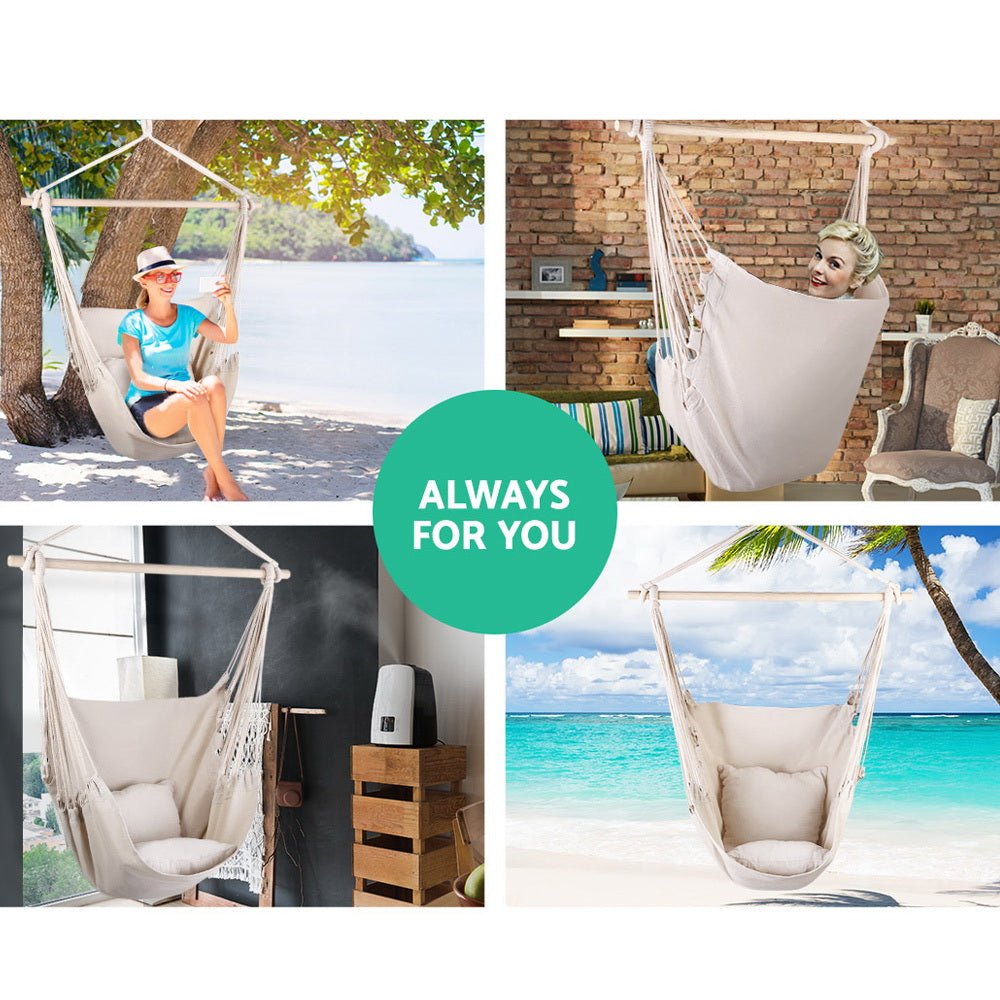 Comfortable Outdoor Hammock Chair with Cushion & Pillow - Perfect for Camping, Backyard Relaxation, and Patio Lounging