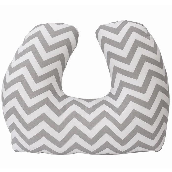 Jolly Jumper Deluxe Baby Nursing Pillow with Quilted Play Mat & Changing Pad - Soft Grey Chevron Pattern | Perfect for Feeding, Playtime & Diaper Changes