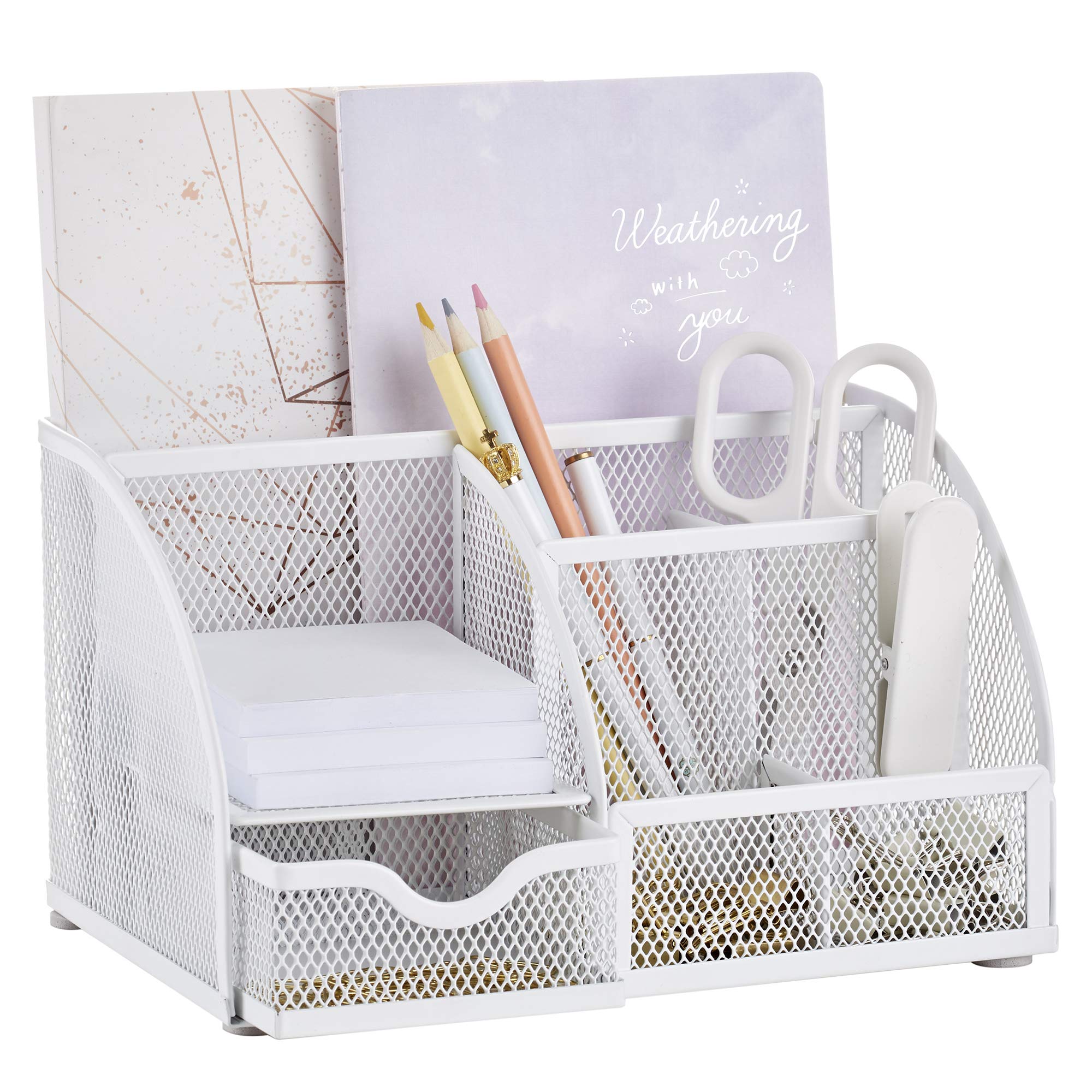 Anova Mesh Desk Organizer with 7 Compartments & Drawer - Office & Home Use
