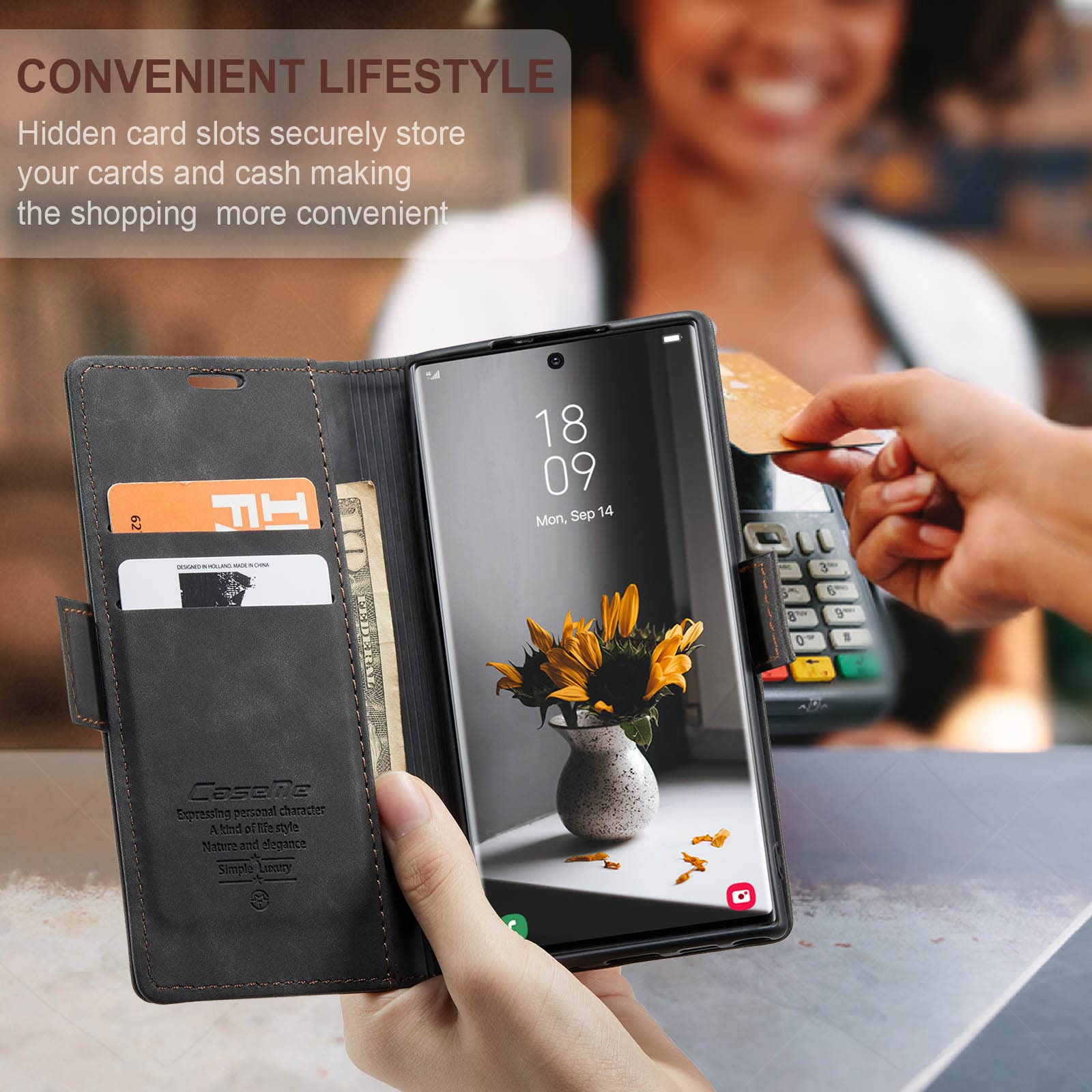 Premium PU Leather Wallet Case for Samsung Galaxy S22 Ultra 5G - Vintage Matte Flip Cover with Card Slots & Magnetic Closure | Stand Function, Shockproof Protection | Perfect for Business & Travel - Black