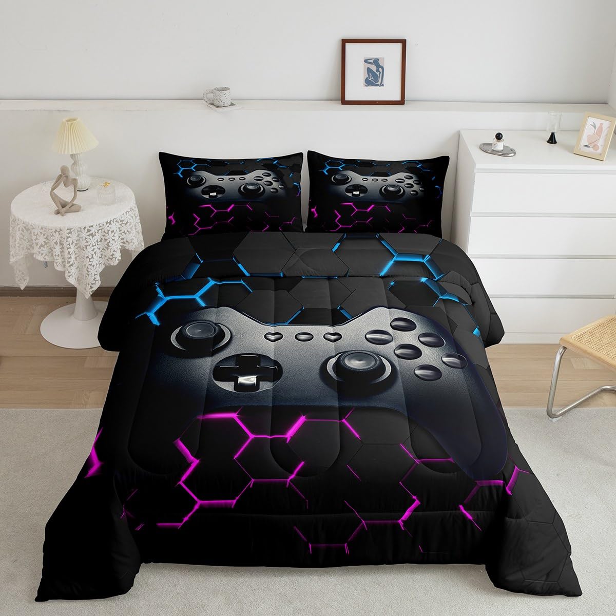 Erosebridal Boys Twin Bedding Sets - Gaming Themed Comforter Set for Kids & Toddlers, Black - Perfect for Bedrooms, Sleepovers & Gaming Rooms