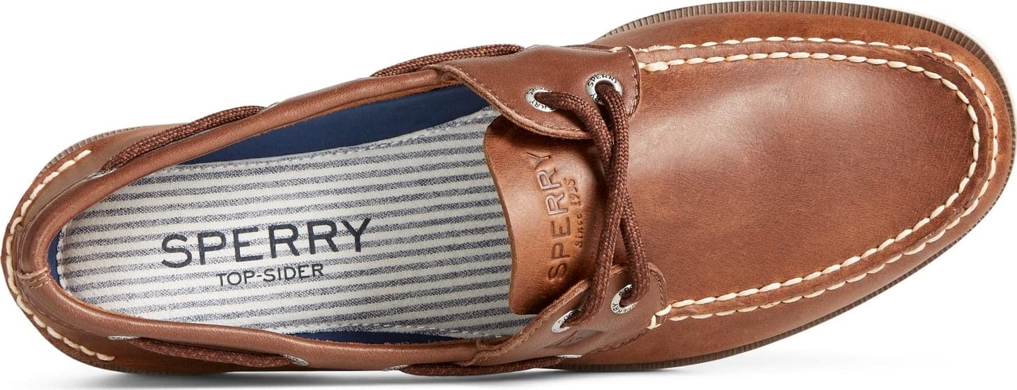 Sperry Men's Leeward 2-Eye Cascade Boat Shoes - Brown Leather Casual Slip-Ons for Sailing, Walking & Everyday Comfort