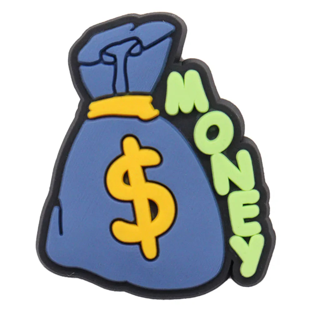 New 1pc Money Themed PVC Shoe Charms - Financial Freedom Decor for Slippers, Clogs & DIY Wristbands - Perfect for Crafting, Shoe Decoration & Festival Accessories