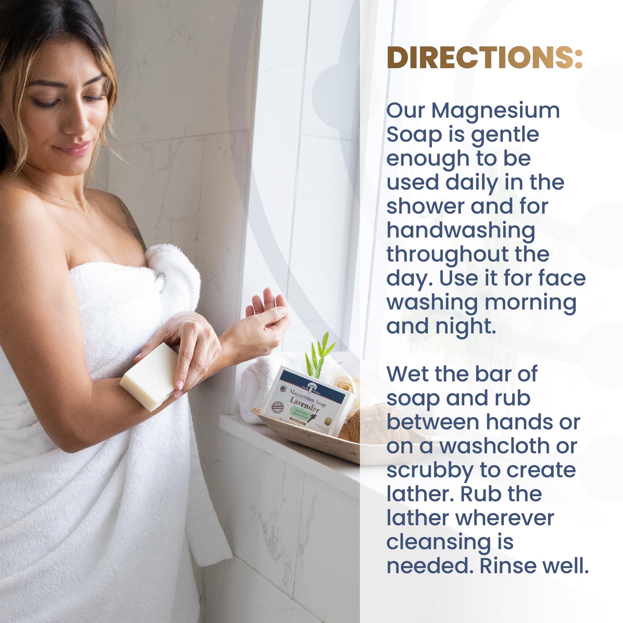 Health & Wisdom Magnesium Soap Bar - All Natural Lavender Body Wash with Magnesium Oil for Skin Care - Moisturizing Shower & Bath Soap (4oz) - Perfect for Relaxation, Muscle Recovery & Aromatherapy