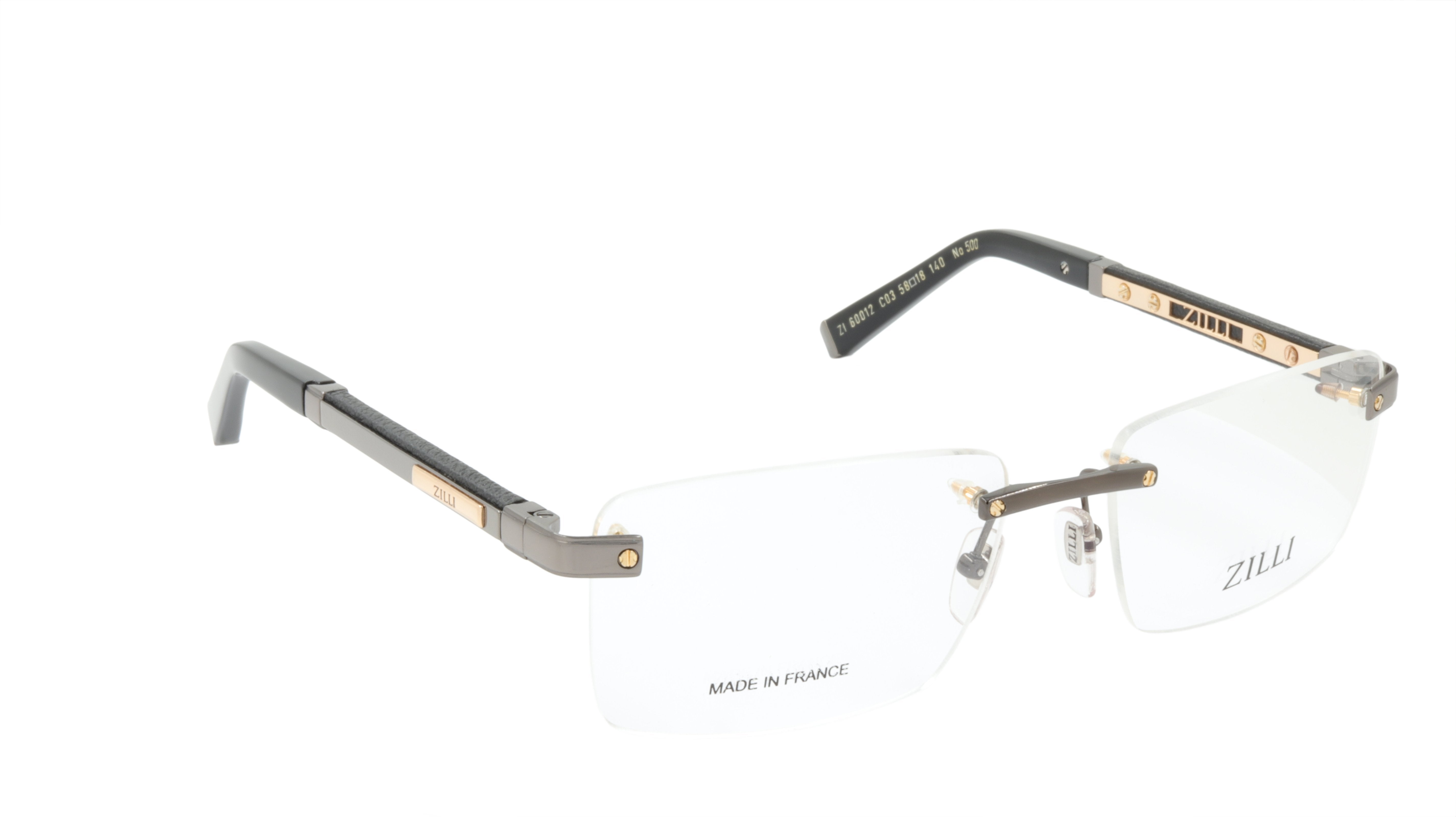 Premium ZILLI Eyeglasses Frame - Titanium & Acetate with Leather Details | Made in France (Model ZI 60012 C03) | Perfect for Business & Luxury Fashion Accessories
