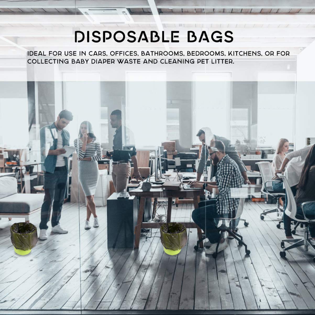 100pcs Heavy Duty Trash Bags for Kitchen & Outdoor Use