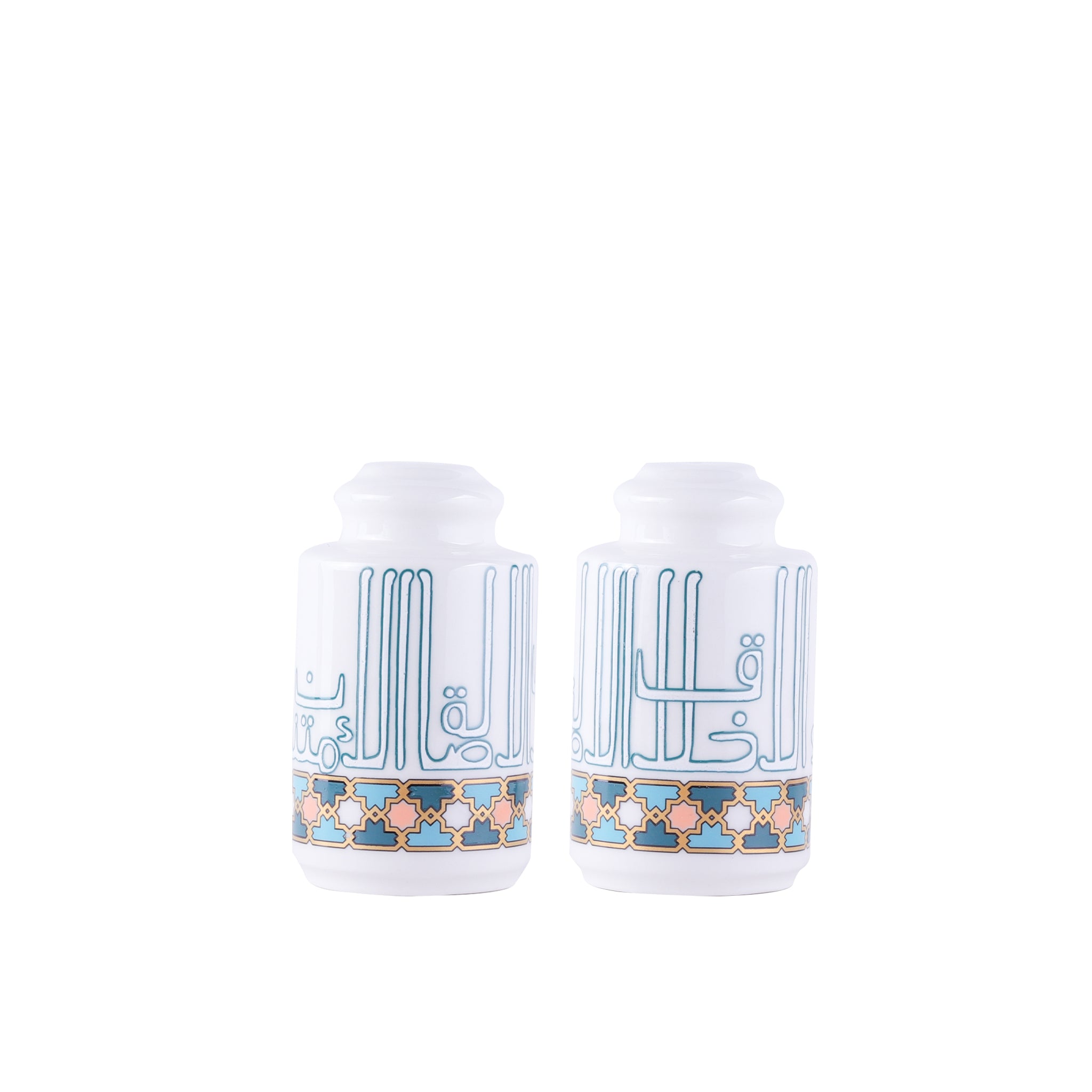 Dimlaj Asala Set of 2 Premium Salt and Pepper Shakers - Elegant Gold & Green Kitchen Spice Dispensers for Dining Table, Restaurant, and Home Decor