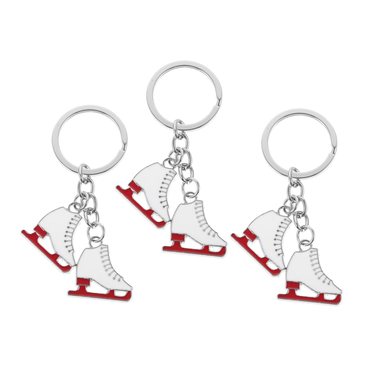WOONEKY Cute Ice Skating Keychains Set - Durable Metal Hanging Charms for Backpacks, Bags, and Laptop Decor - Perfect Gift for Girls, Couples, and Winter Sports Enthusiasts