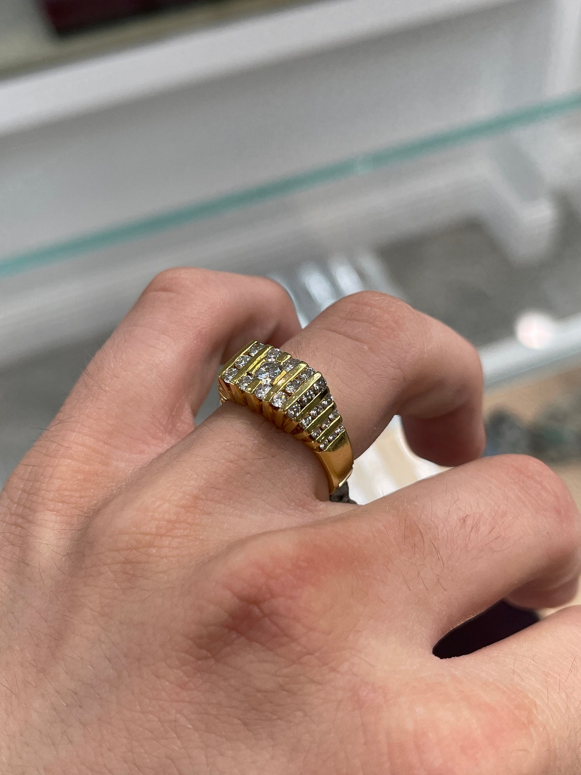 1.65tcw VVS Natural Diamond Cluster Round Cut 18K Solid Gold Men's Wedding Band Ring for Anniversary, Engagement & Special Occasion Gifts