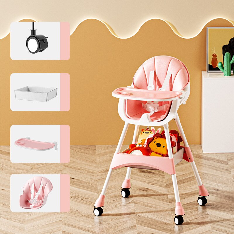 2 in 1 Convertible Baby High Chair for 6+ Months - Adjustable Height, Detachable Footrest & Double Tray - Perfect for Feeding, Playtime & Learning at Home or Restaurant