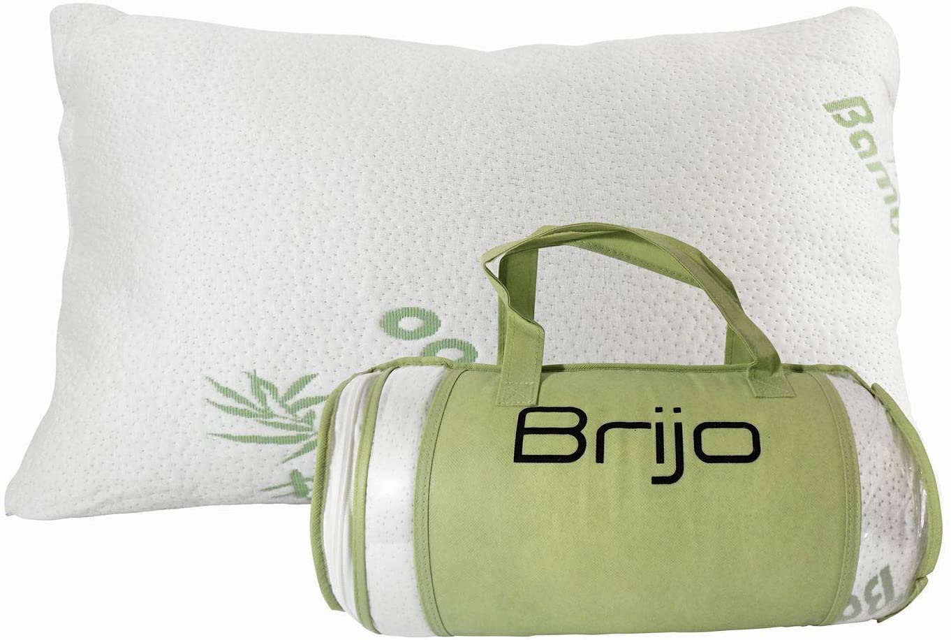 Brijo Bamboo Shredded Memory Foam Pillow - Hypoallergenic & Adjustable Support for Neck Pain Relief - Perfect for Side, Back Sleepers & Travel Use