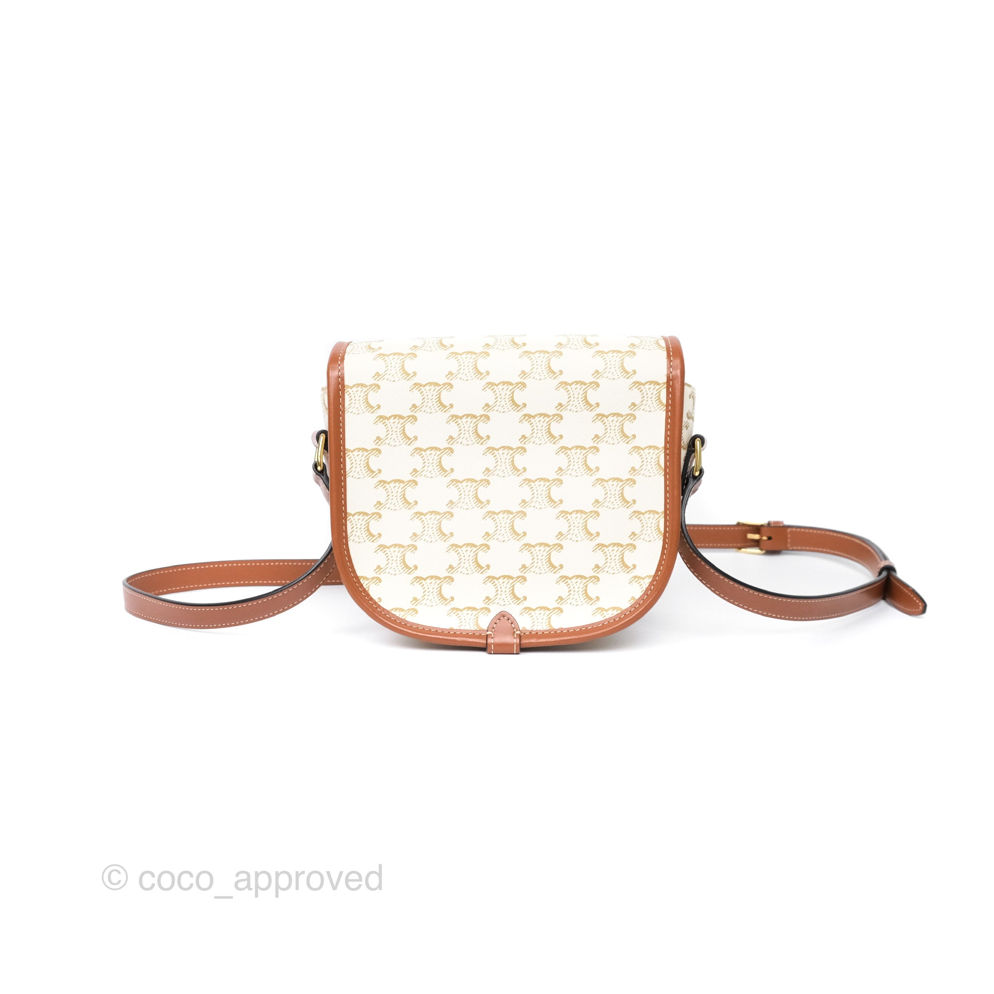 Celine Medium Triomphe Canvas Folco Bag in White - Luxury Handbag for Women, Perfect for Work, Travel & Everyday Use