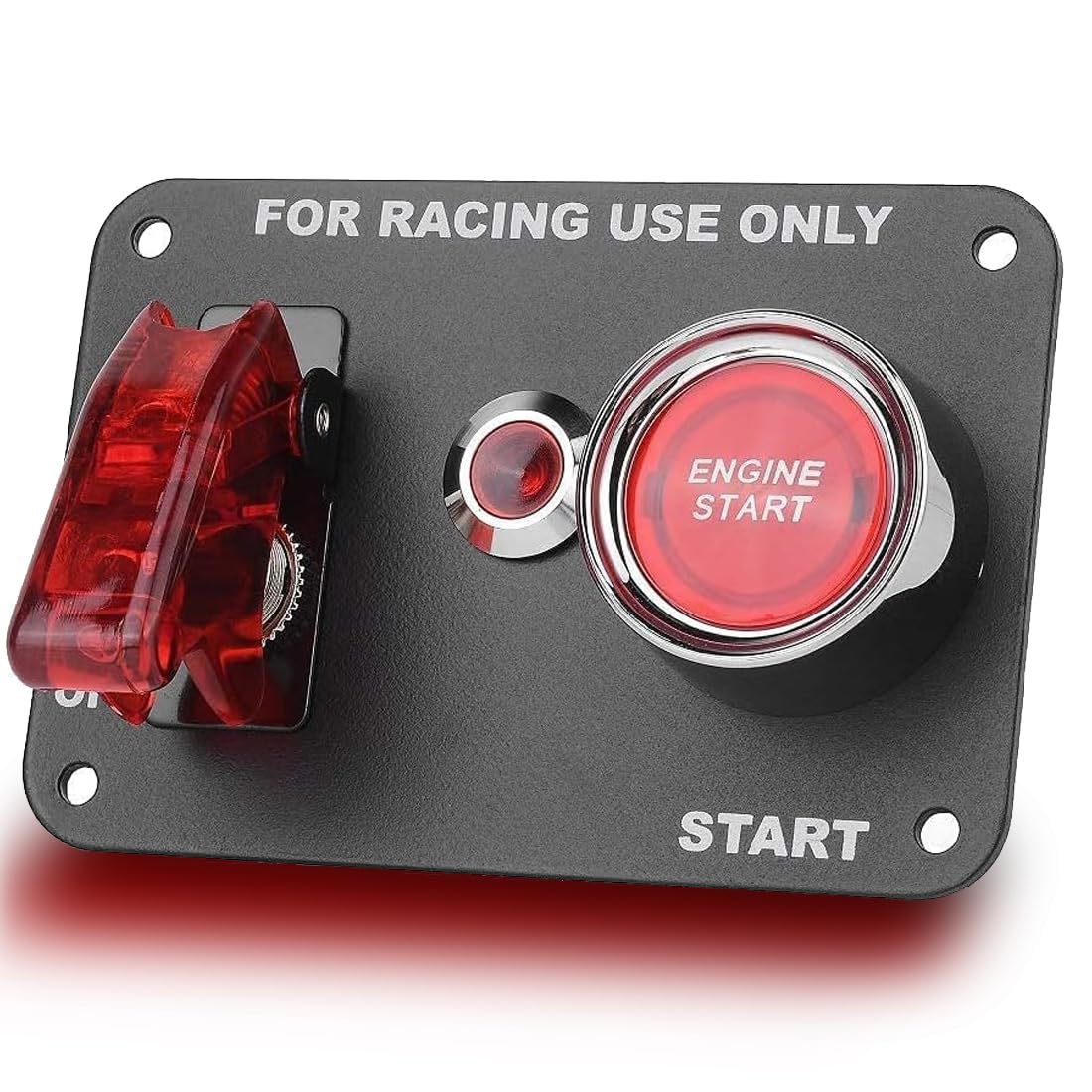 Jtron Racing Car Ignition Switch Panel - 12V 2-in-1 Engine Start Push Button with LED Toggle Switch for Racing Cars (Red) | Perfect for Car Modifications, Off-Road Vehicles & DIY Automotive Projects
