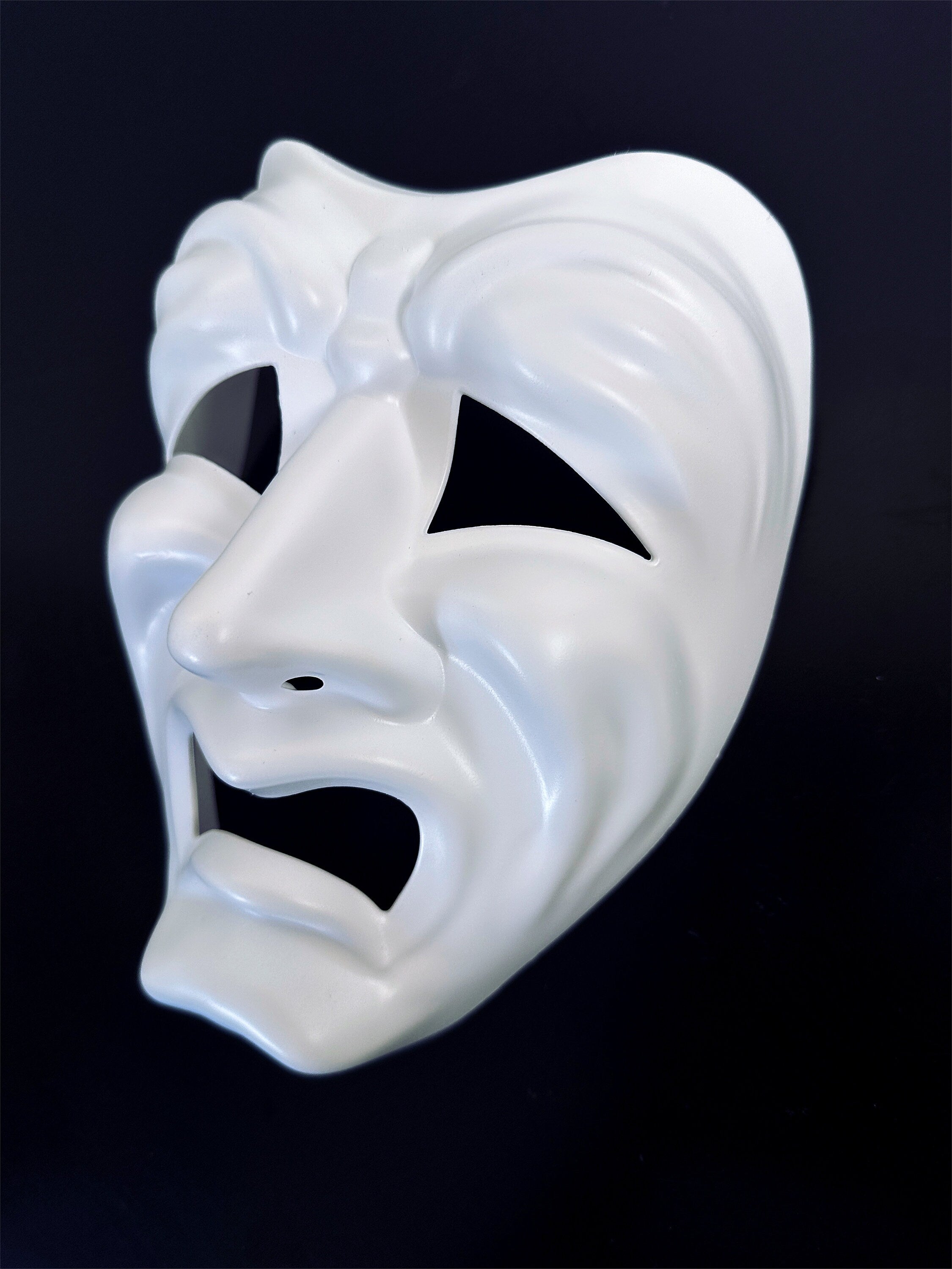 White Tragedy Mask - Greek Theater Drama Prop for Halloween, Cosplay & Theatrical Performances