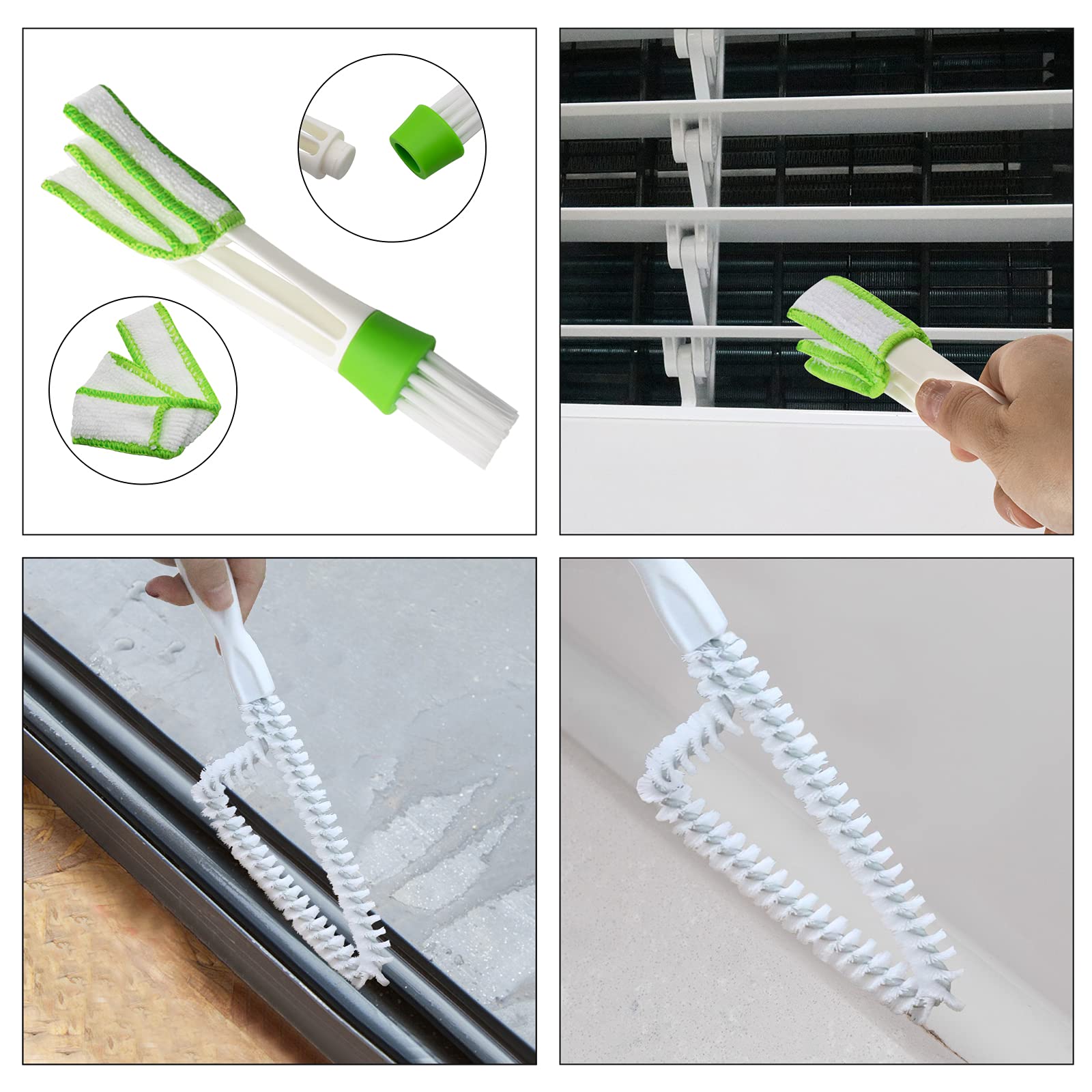 8-Piece Handheld Groove Gap Cleaning Kit - Multi-Purpose Crevice Brush for Window Tracks, Blinds, Shower Doors, Car Vents, AC Units & Keyboards | Perfect for Home, Office & Vehicle Deep Cleaning