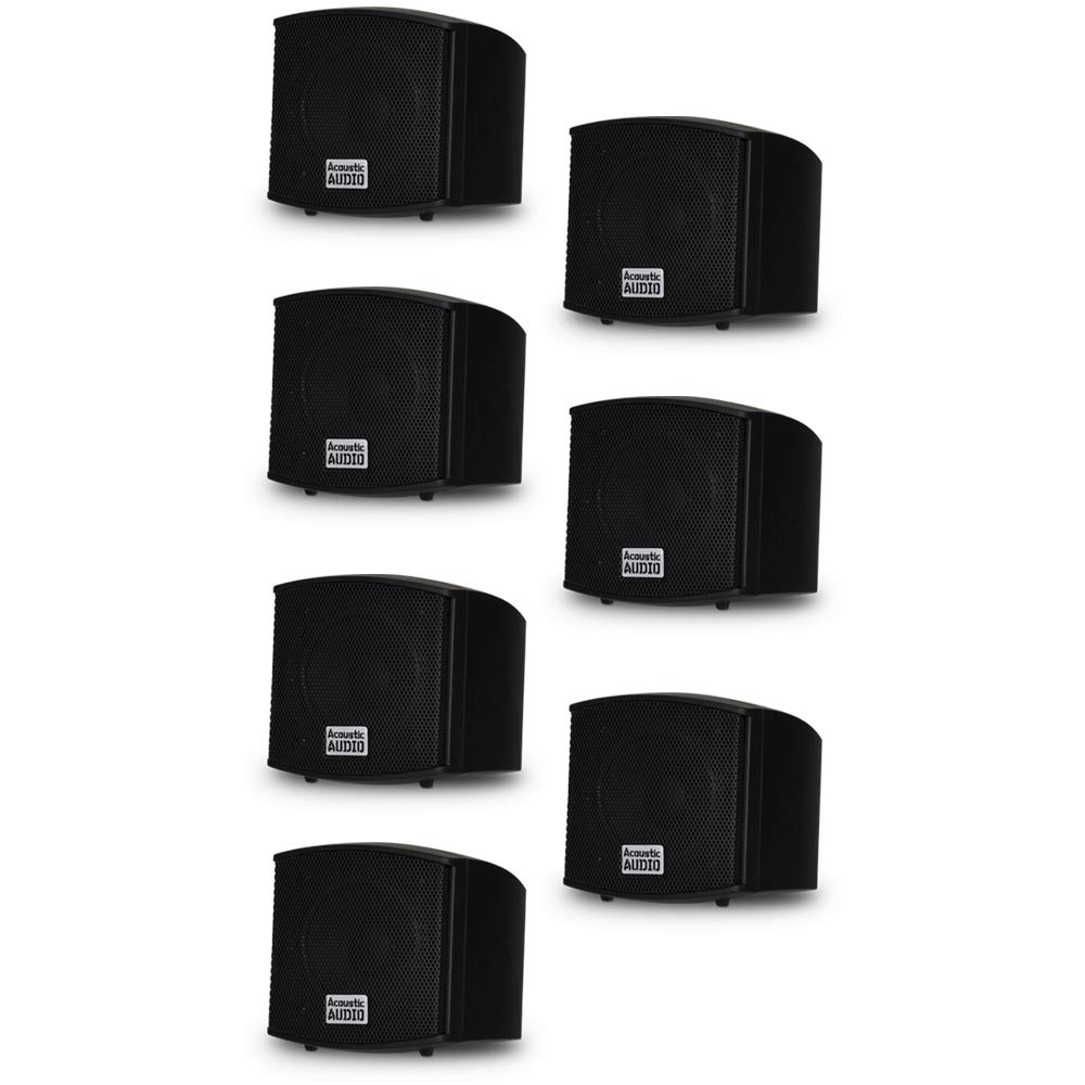 Acoustic Audio AA321B 1400W 7-Piece Mountable Indoor Black Speaker System - Perfect for Home Theater, Surround Sound & Multi-Room Audio