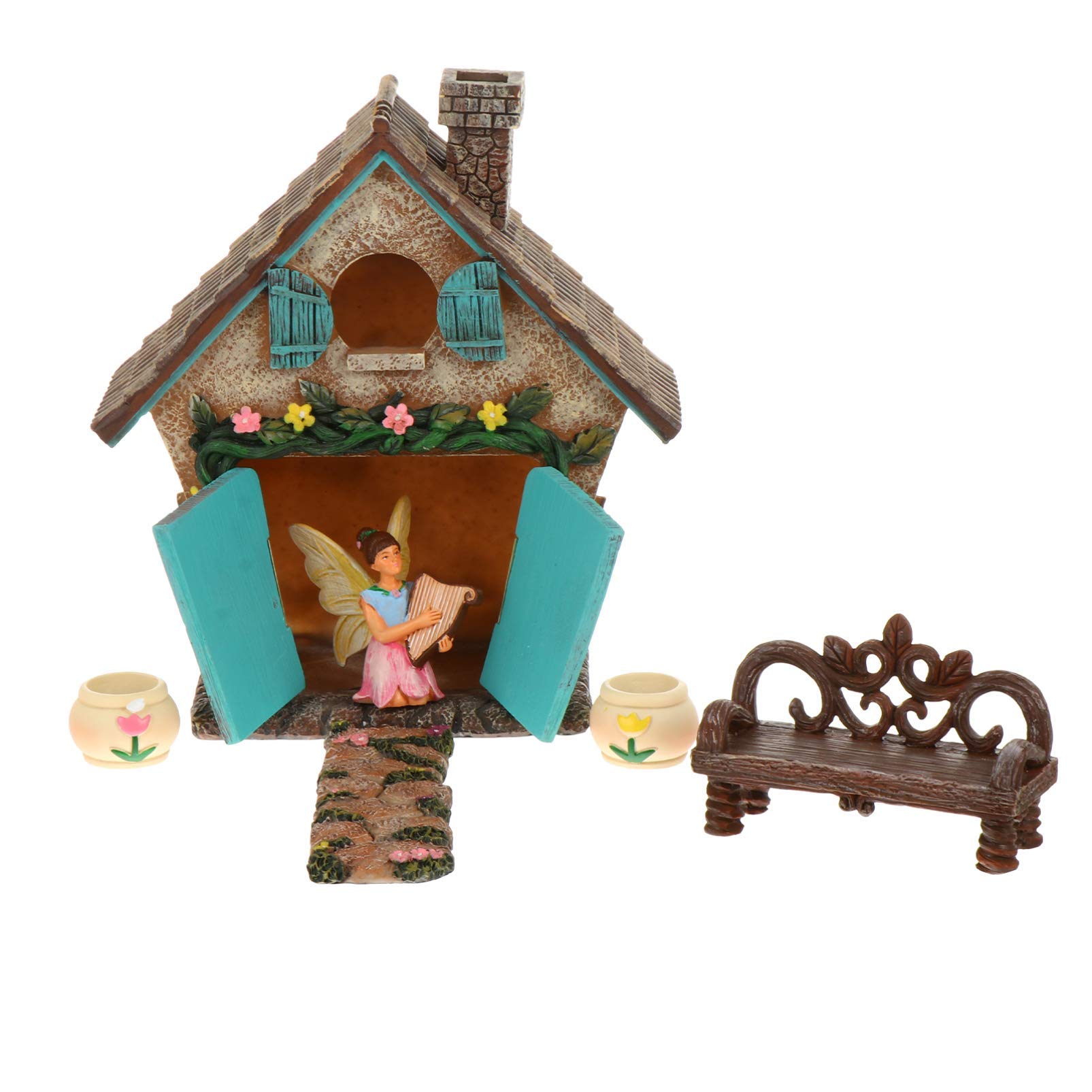 6pcs Miniature Fairy Garden Stone Houses - Resin Village House Figurines for Fairy Gardens, Terrariums & Dollhouse Decor - Perfect for DIY Fairy Gardens, Home Decor & Miniature Landscapes