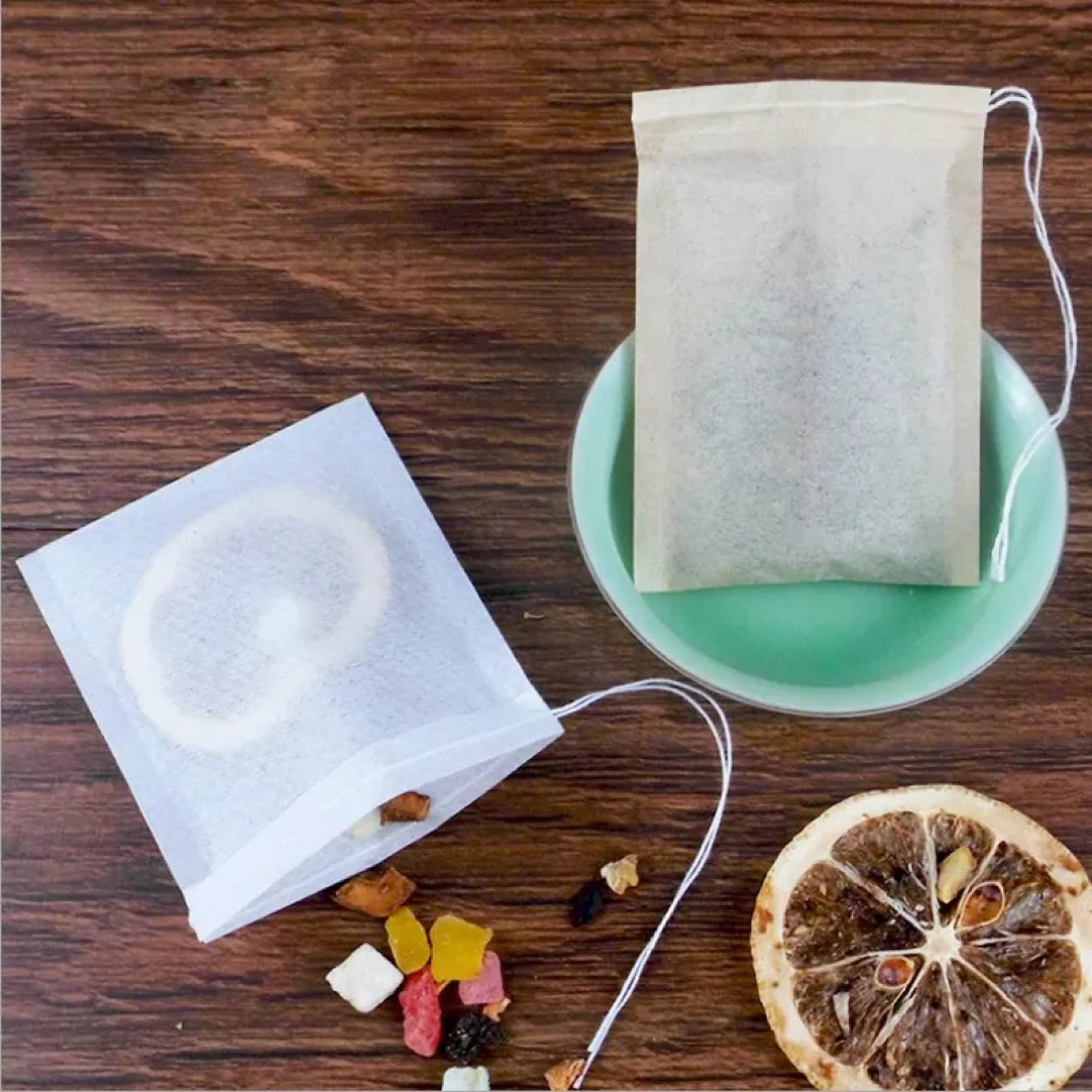 100Pcs Disposable Empty Tea Bags with String & Heat Seal - Fine Mesh Filter Paper for Loose Leaf Tea, Herbs & Spices - Perfect for Homemade Tea Blends, Gift Giving & Tea Parties