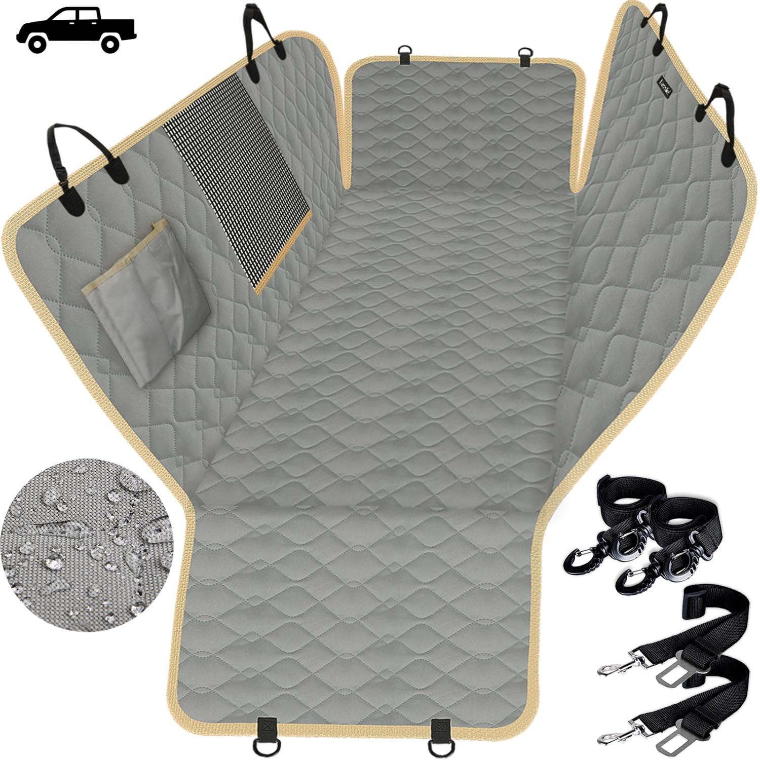 Lassie Waterproof Truck Dog Car Seat Cover - Back Seat Pet Hammock for F150, F250, Ram 1500/2500, Silverado, Sierra & Tundra | Durable Vehicle Protection for Travel & Outdoor Adventures