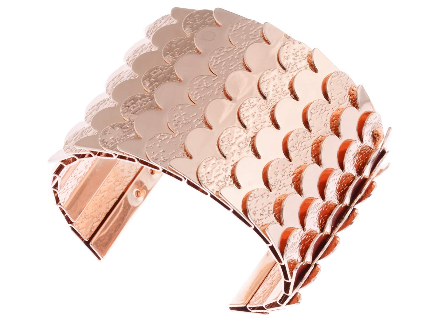 Alilang Women's Gold & Silver Egyptian Etched Textured Scales Scalloped Wrap Bangle Cuff Bracelet - Perfect for Boho Chic Outfits, Evening Wear, and Festival Accessories