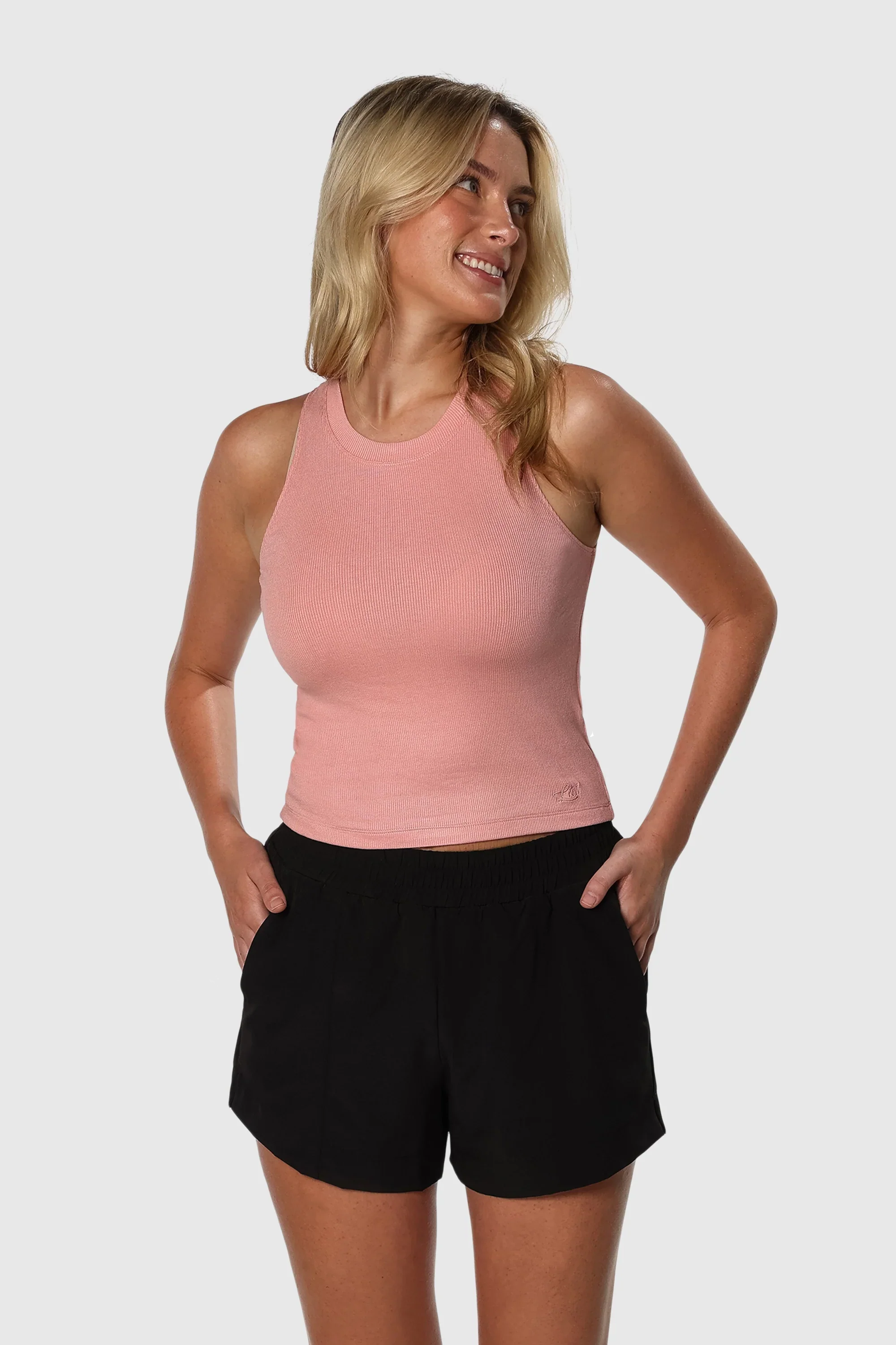 Ribbed Tank Top for Women - Soft Apricot Color, Stretchy & Comfortable - Perfect for Casual Wear, Gym, and Summer Outfits