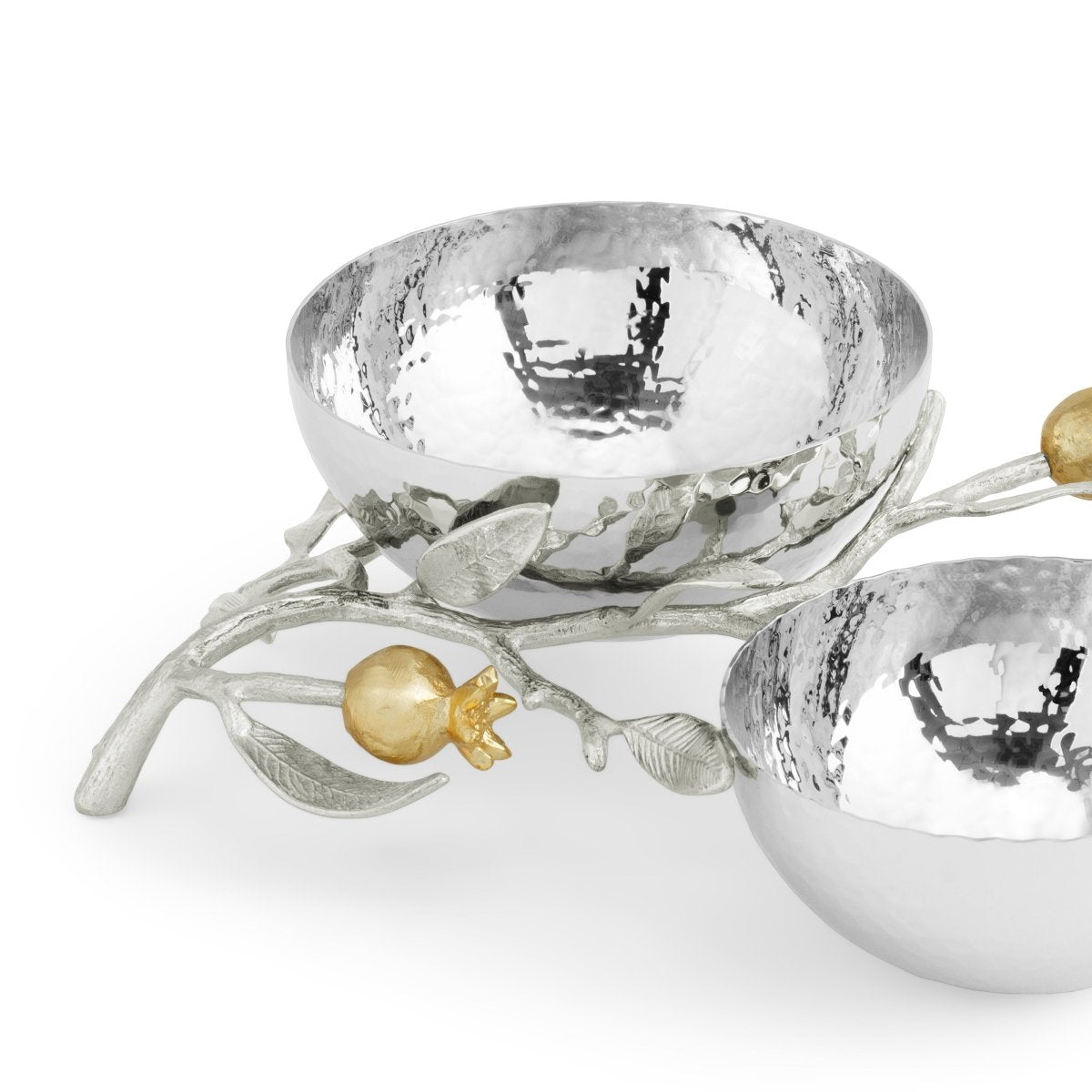 Elegant Pomegranate Silver & Gold Double Bowl Set - Perfect for Fruit Serving, Candy Display & Home Decor - Ideal for Parties, Weddings & Holiday Gatherings