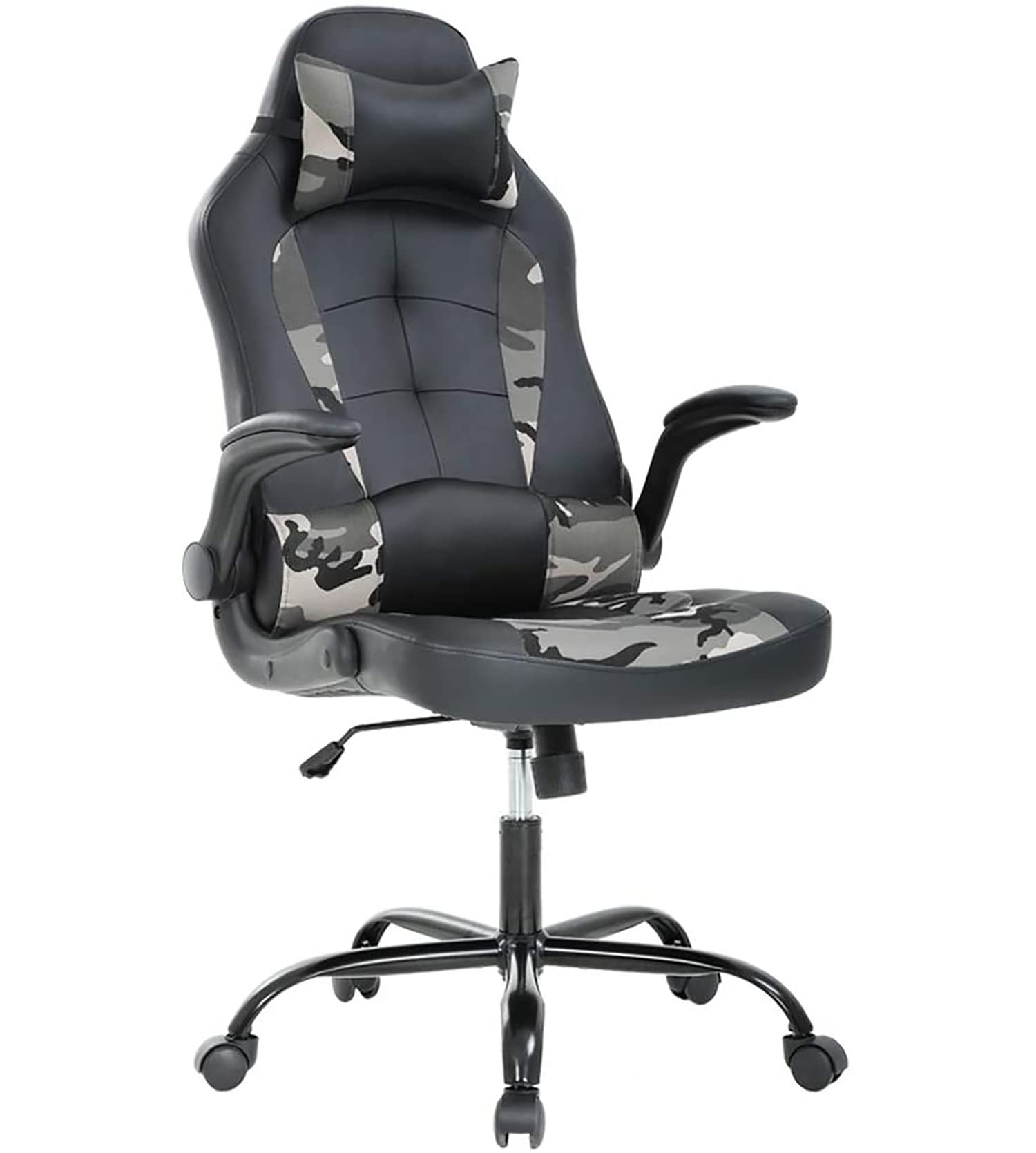 Ergonomic PC Gaming Chair - PU Leather High Back Office Chair with Adjustable Lumbar Support & Headrest - Swivel Rolling Task Chair for Home & Work (Camo Design) - Perfect for Gamers, Remote Workers & Home Office Setups