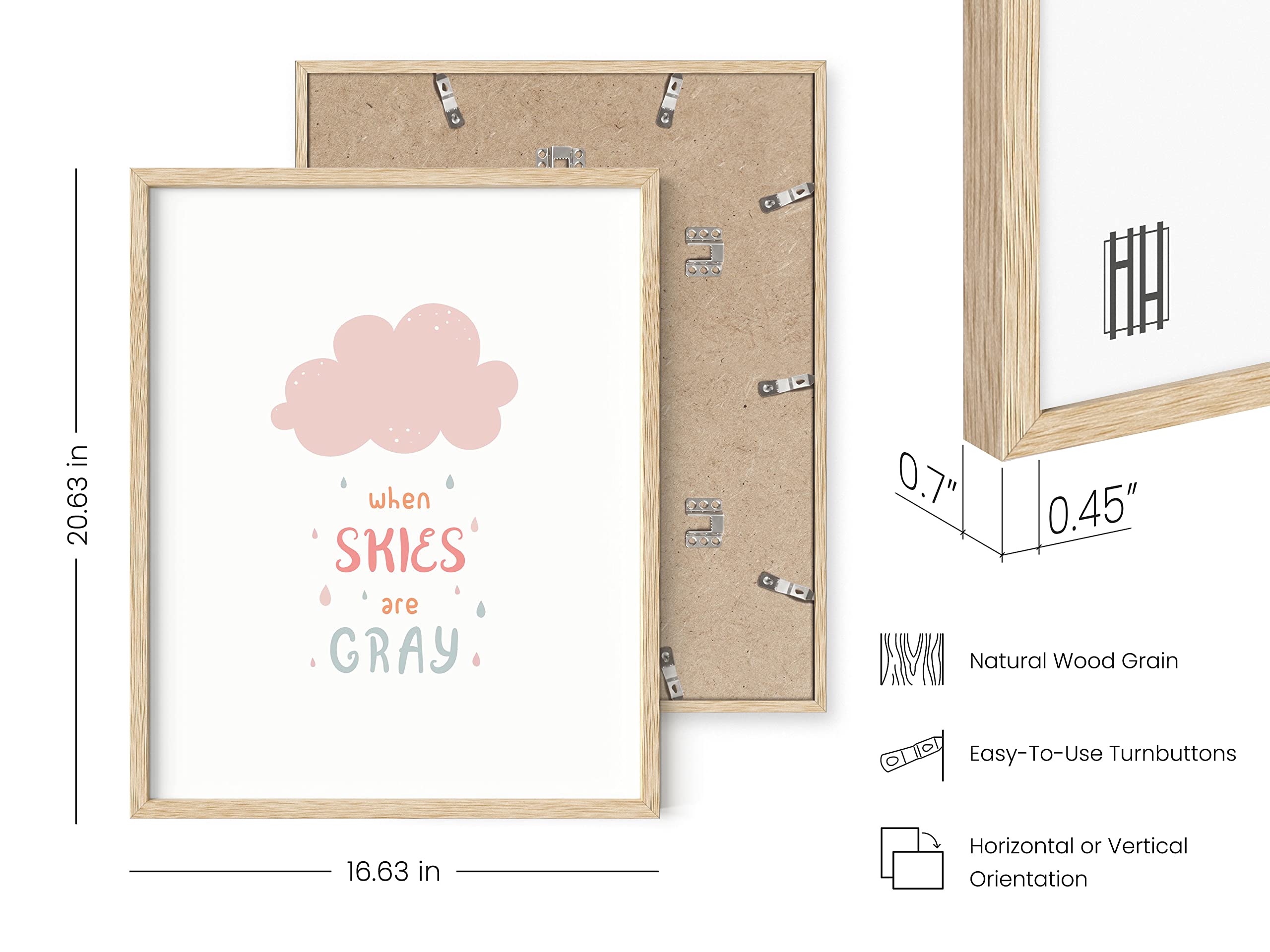 HAUS AND HUES Nursery Posters - Set of 3 Rainbow Wall Art for Kids Room, Nursery Decor & Classroom Decorations (Beige Frame, 16x20) | Perfect for Baby Girl's Room, Playroom & Preschool Learning Spaces