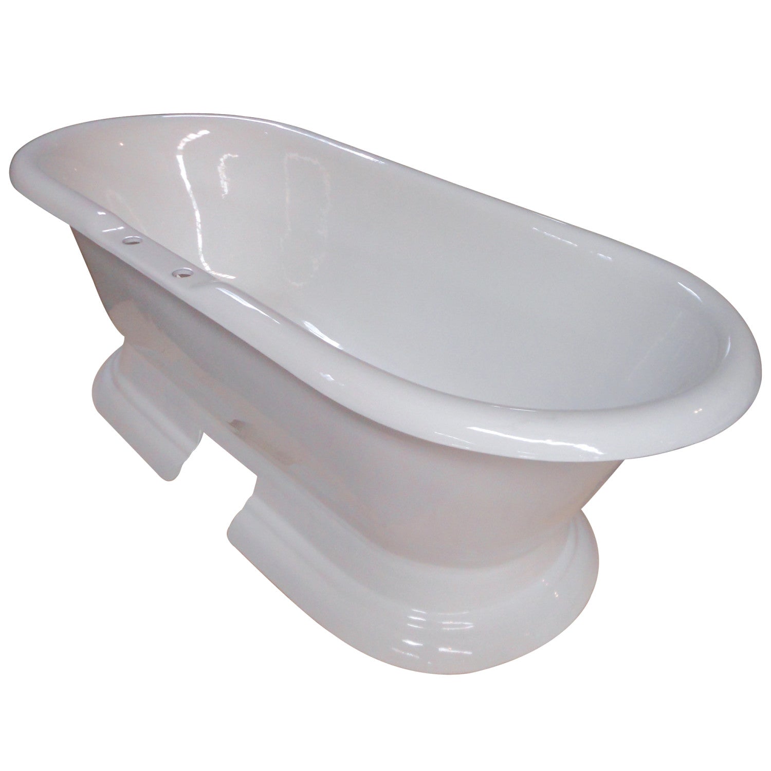 Aqua Eden 72 Inch White Cast Iron Oval Double Ended Pedestal Bathtub with 7 Inch Faucet Drillings - Freestanding Soaking Tub for Luxury Bathroom & Spa Relaxation