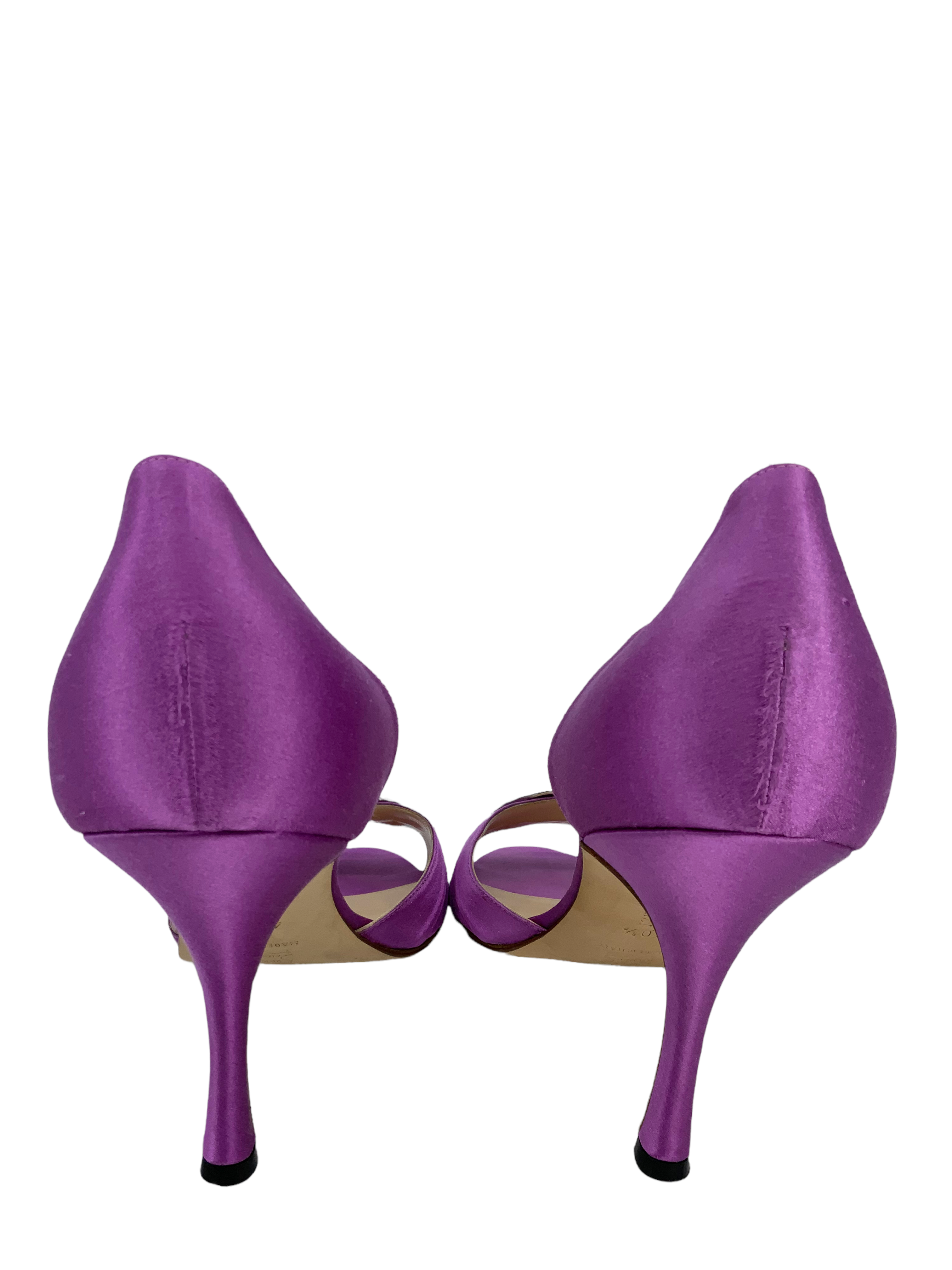 Manolo Blahnik Sedarby Embellished Satin d'Orsay Pumps Women's Size 10.5 - Luxury Evening Heels for Weddings, Parties & Special Occasions