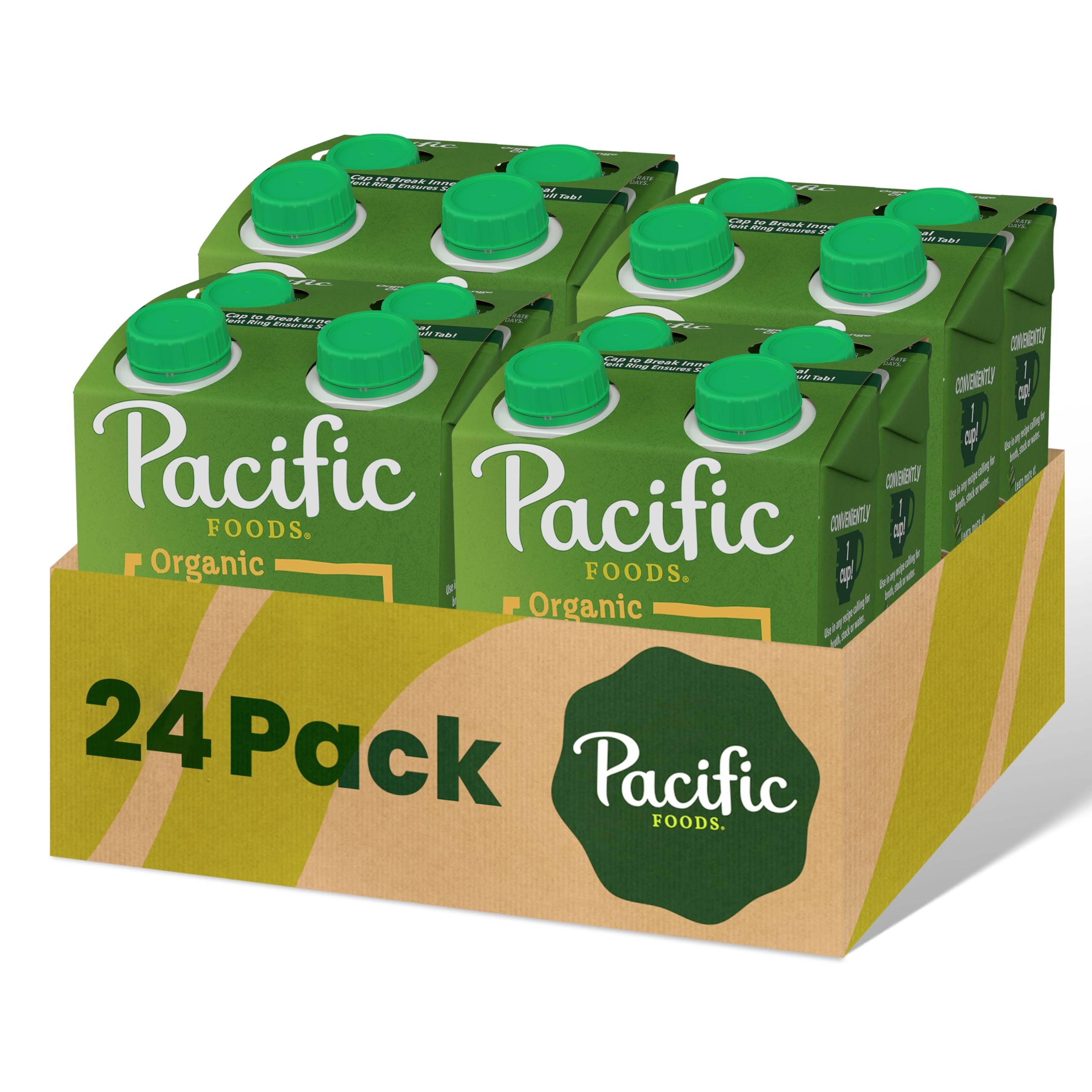 Pacific Foods Organic Free Range Chicken Broth - 32 oz (6 Pack of 8 oz Cartons) | USDA Certified, Gluten-Free, Keto-Friendly | Perfect for Soups, Stews & Cooking