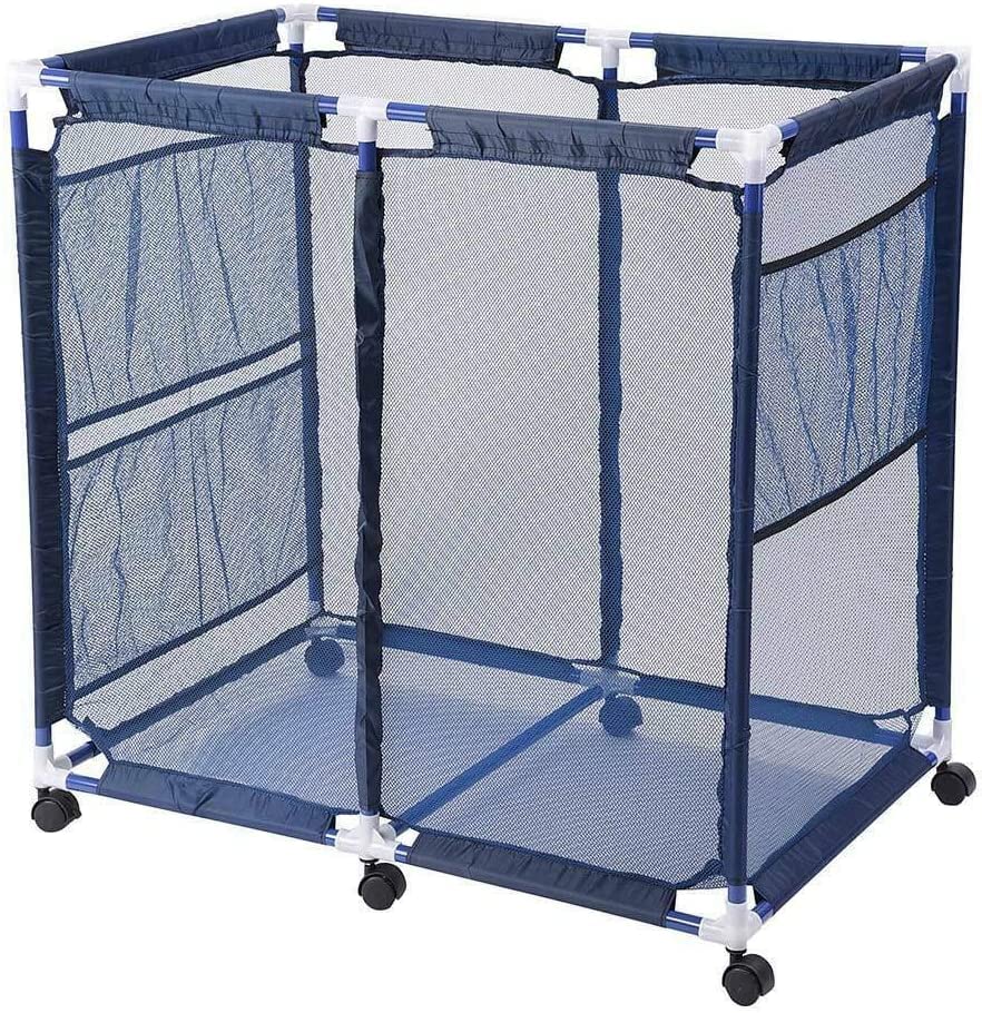 Mesh Pool Storage Bin with Metal Frame - Rolling Cart Organizer for Toys, Laundry & Dry Goods | Durable Basket for Poolside, Home, Office, Kitchen, Hospital, Hotel & Gym Use