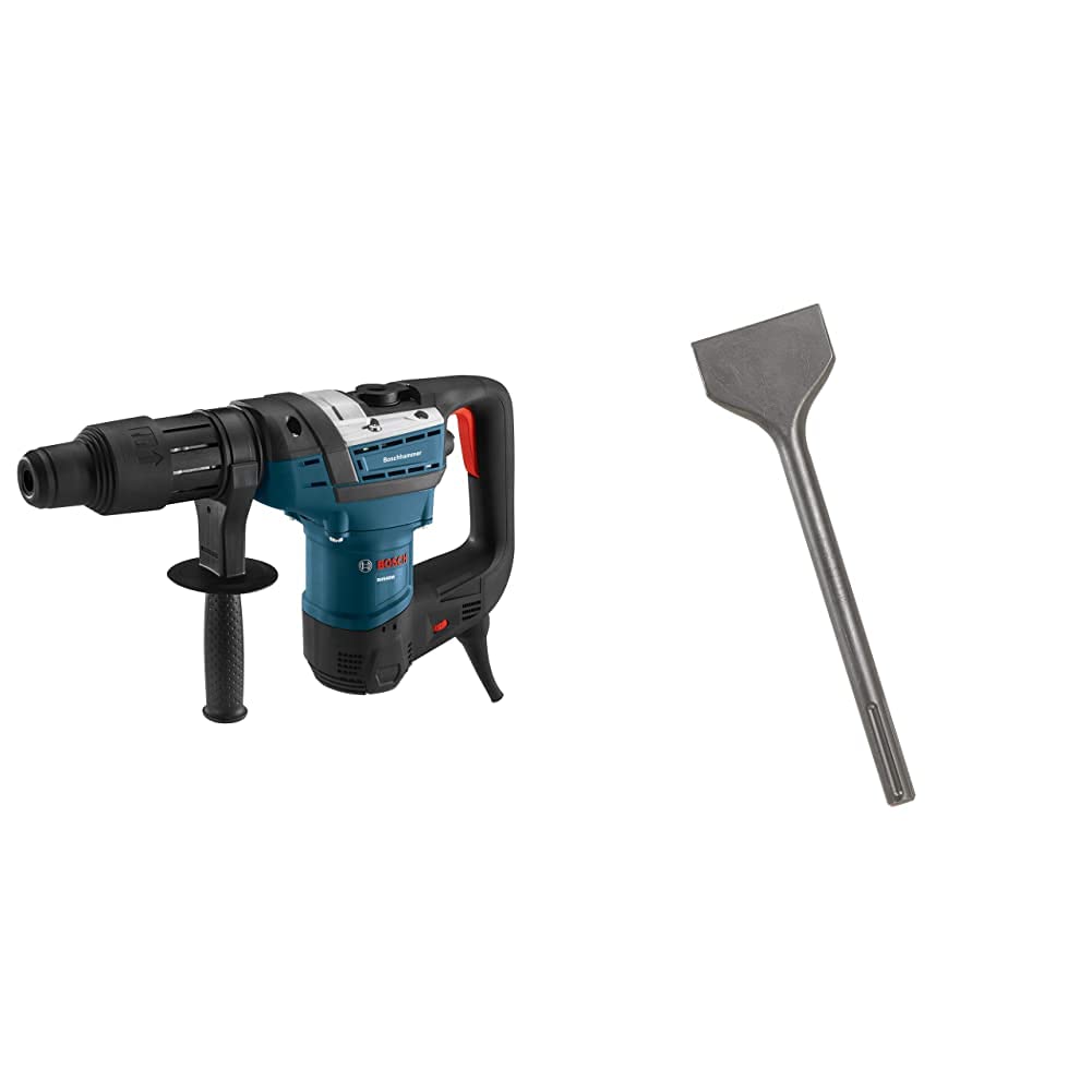 BOSCH RH540M 1-9/16-Inch SDS-Max Rotary Hammer Drill with HS1910 3x12-Inch Scaling Chisel - Heavy Duty Concrete Demolition & Construction Tool for Professional Contractors - Perfect for Drilling, Chiseling, and Demolition Work on Concrete, Brick, and Masonry