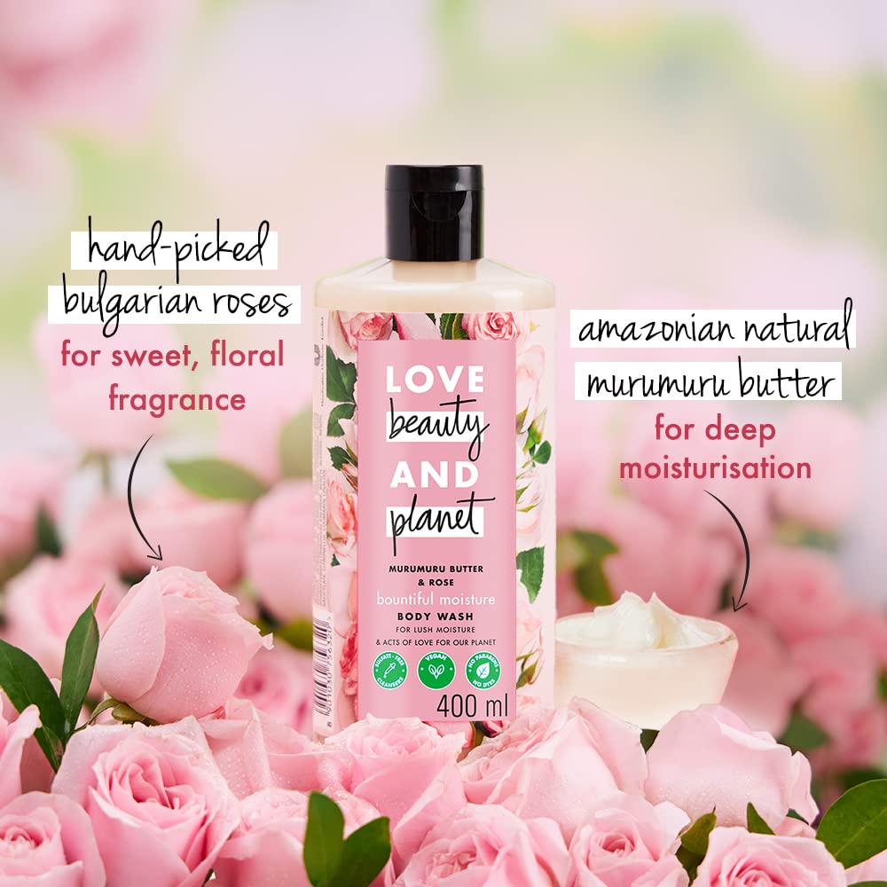 Love Beauty & Planet Sulfate-Free Hairfall Control Shampoo with Onion Oil, Blackseed Oil & Patchouli (400ml) & Moisturizing Body Wash for Dry Skin (400ml) - Hair Growth Solution & Hydrating Skin Care for Daily Use