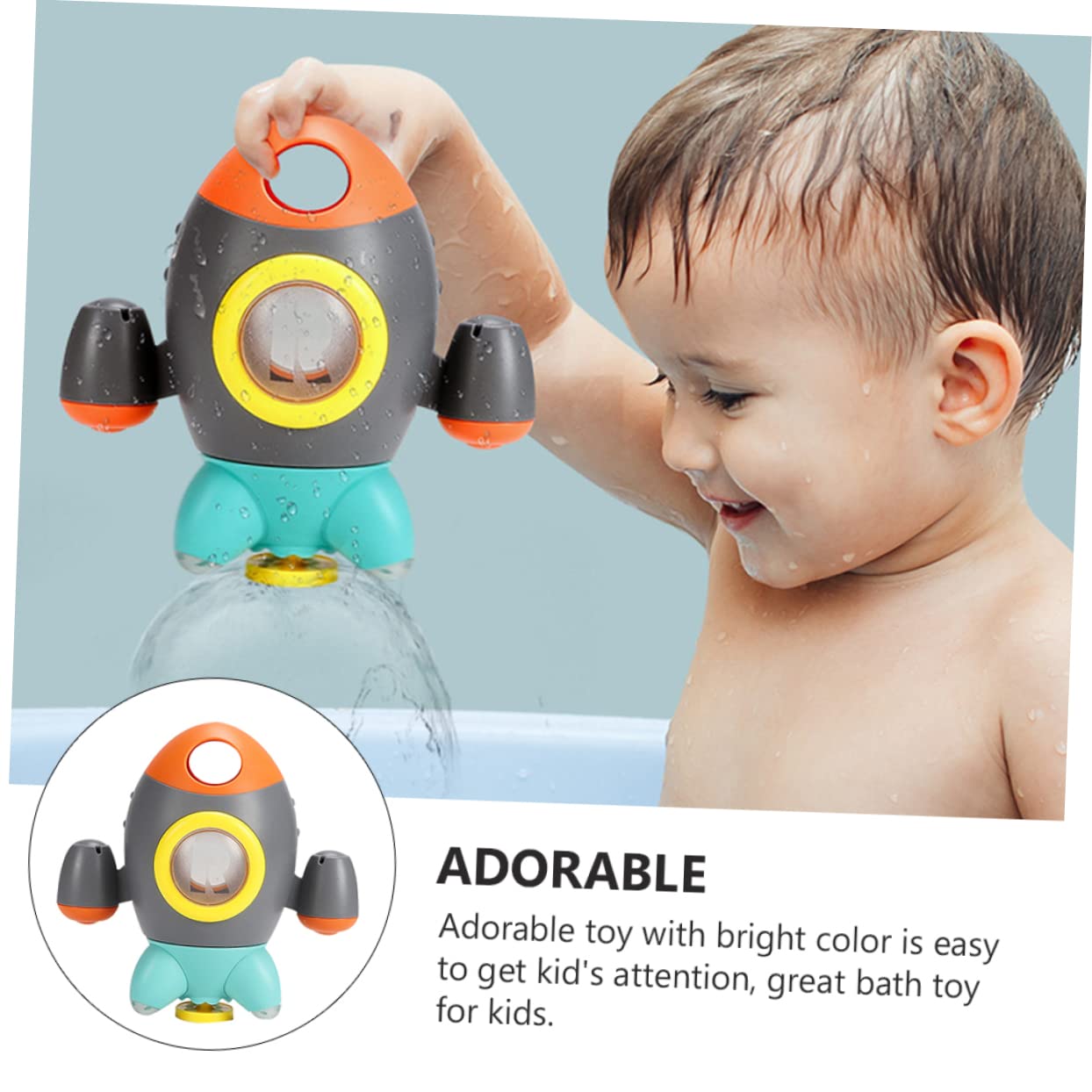 HEMOTON 2-Pack Grey ABS Rocket Fountain Bath Toys for Kids - Fun Bathtub Water Play Toys for Toddlers & Children | Perfect for Pool, Beach, and Outdoor Water Activities