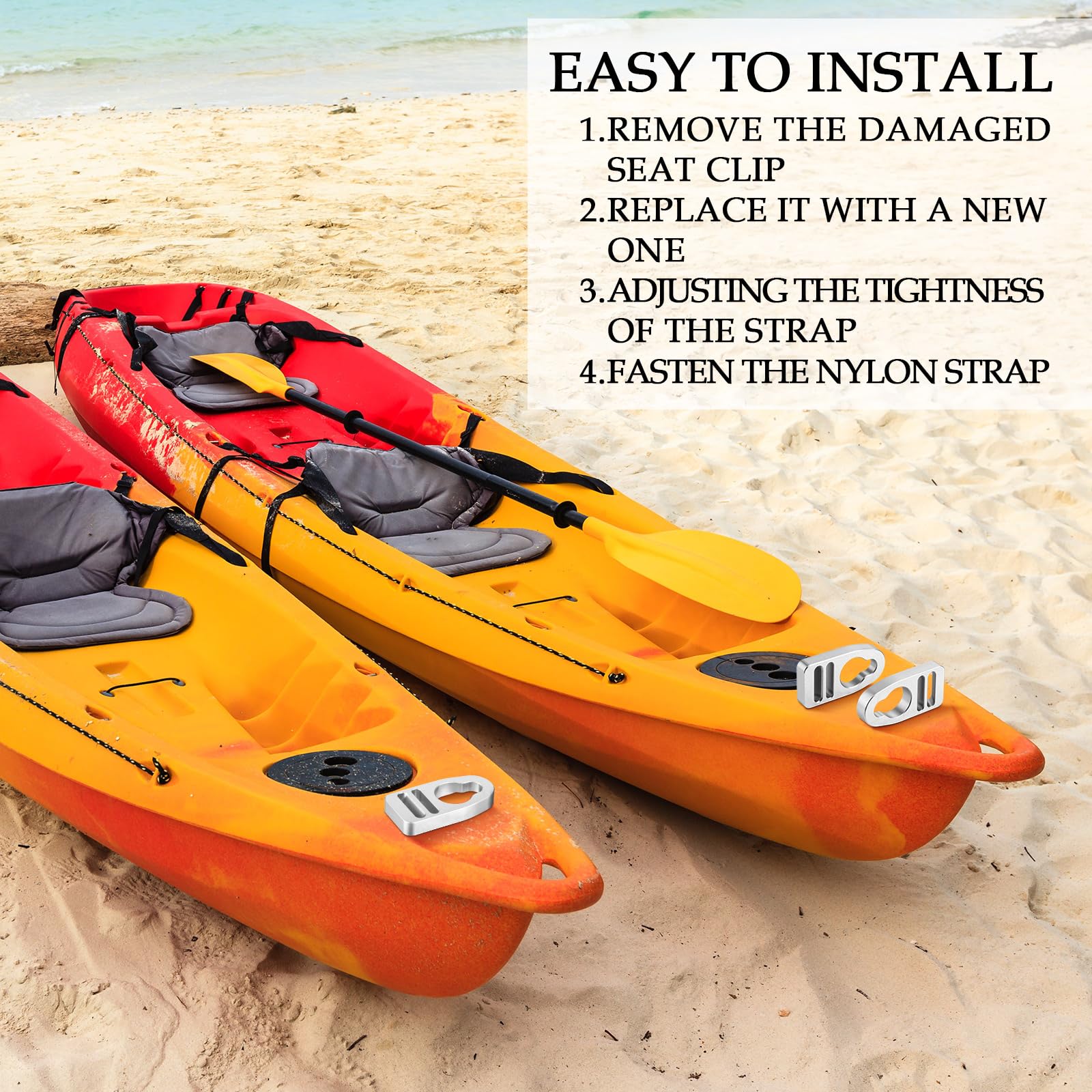 **Zonon 4-Pack Aluminum Kayak Seat Clips & Hooks – Heavy-Duty Replacement Kit for Kayak Seat Repair, Locking Buckle Clips – Perfect for Kayaking, Canoeing, and Outdoor Water Sports**